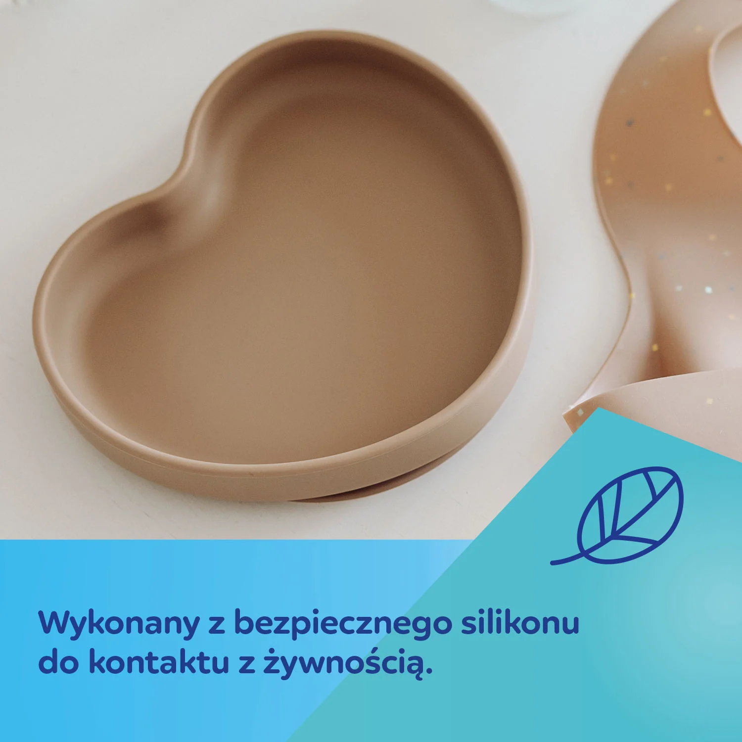 Canpol Babies Silikonowy talerz z przyssawką SERCE beżowy, 1 sztuka