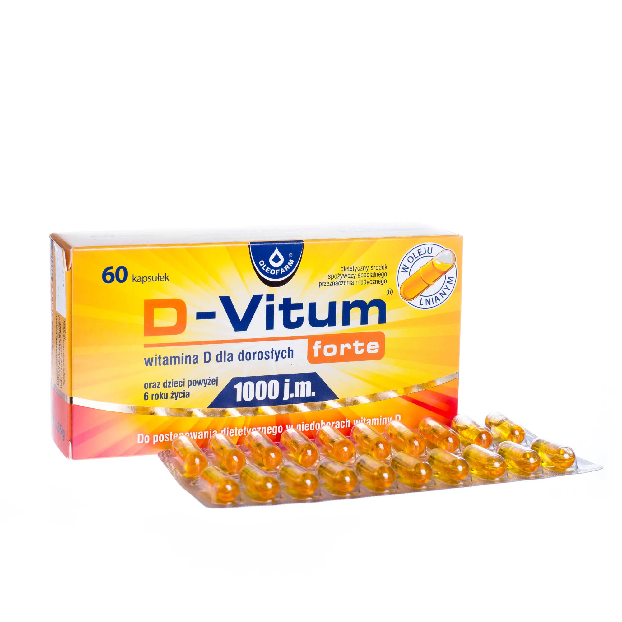 D-Vitum Forte 1000 j.m. - witamina D dla dorosłych, 60 kapsułek 