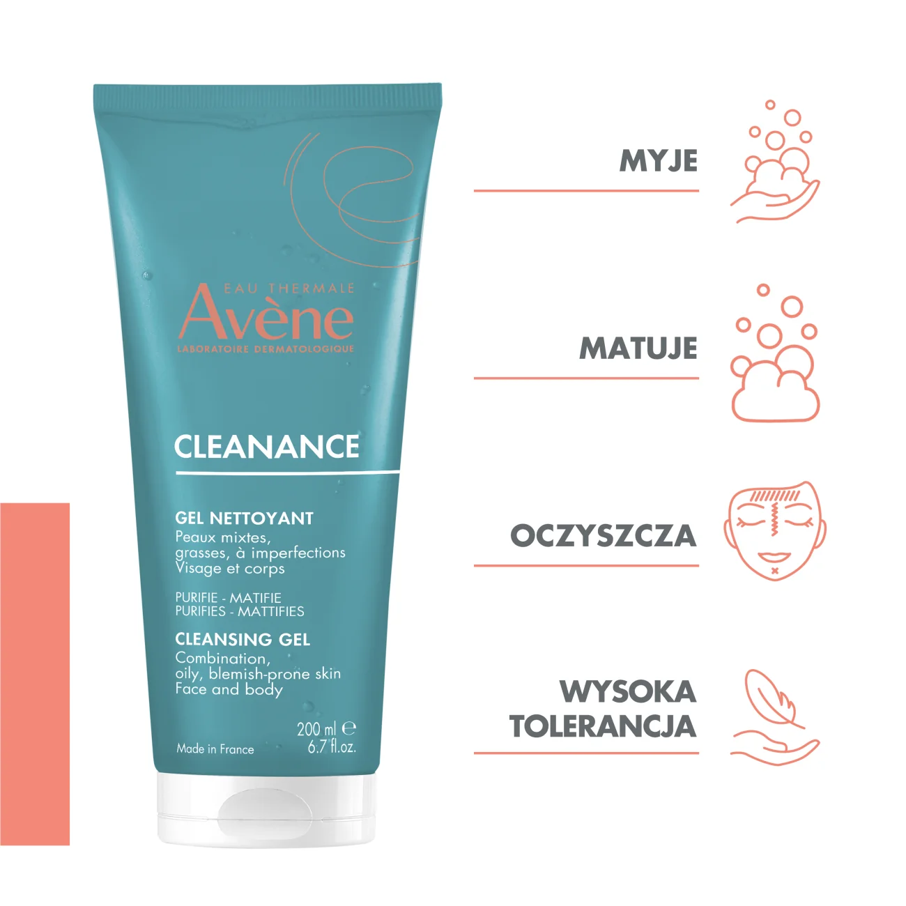 Avene Cleanance Gel żel oczyszczający, 200 ml