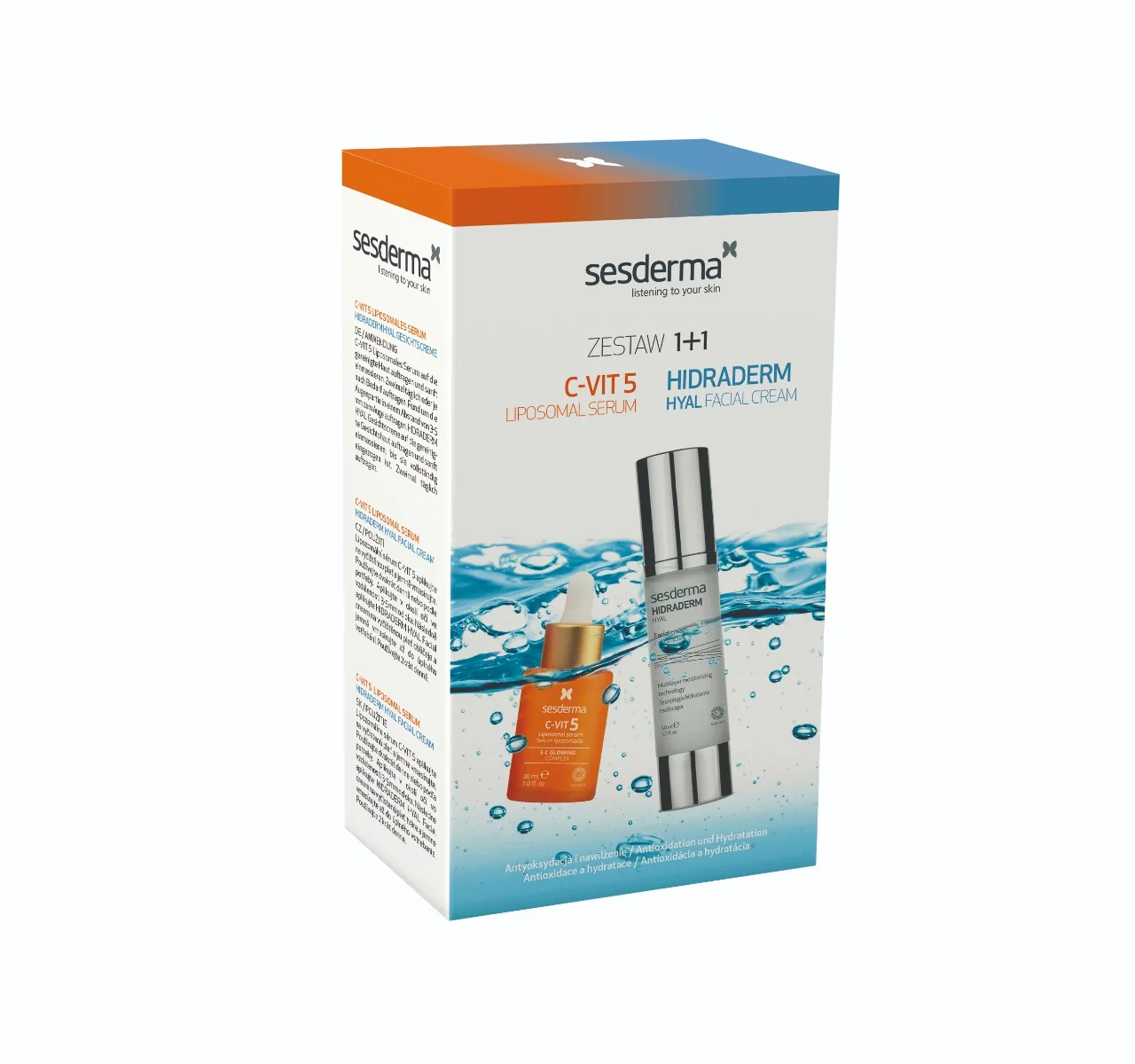 Sesderma zestaw Hidraderm Hyal krem-żel + C-VIT 5 serum liposomowe 50 ml + 30 ml