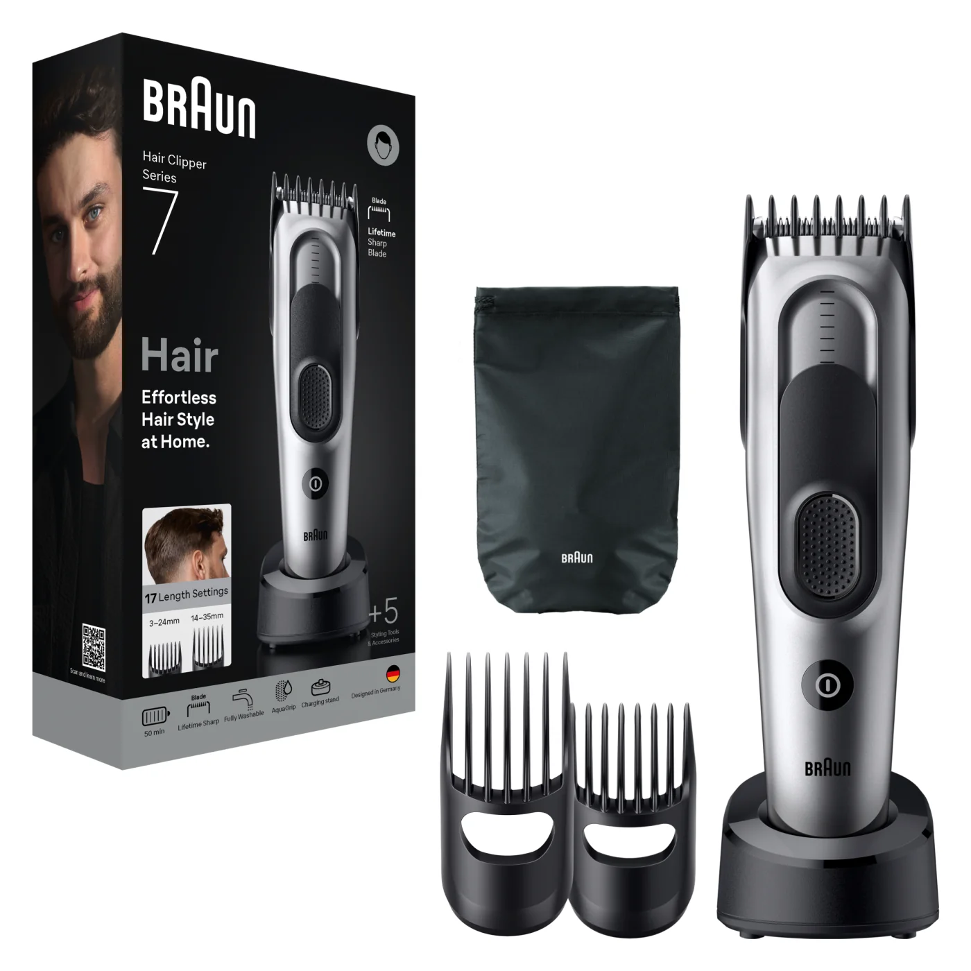 Braun Series 7 Hair HC7590 maszynka do strzyżenia włosów z 5 końcówkami, 1 sztuka