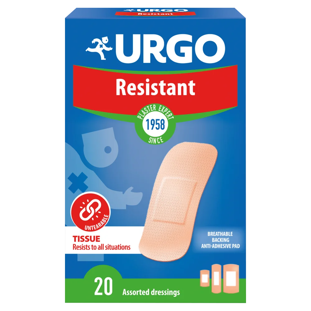 Urgo Resistant Wytrzymałe opatrunki antyseptyczne, 20 sztuk