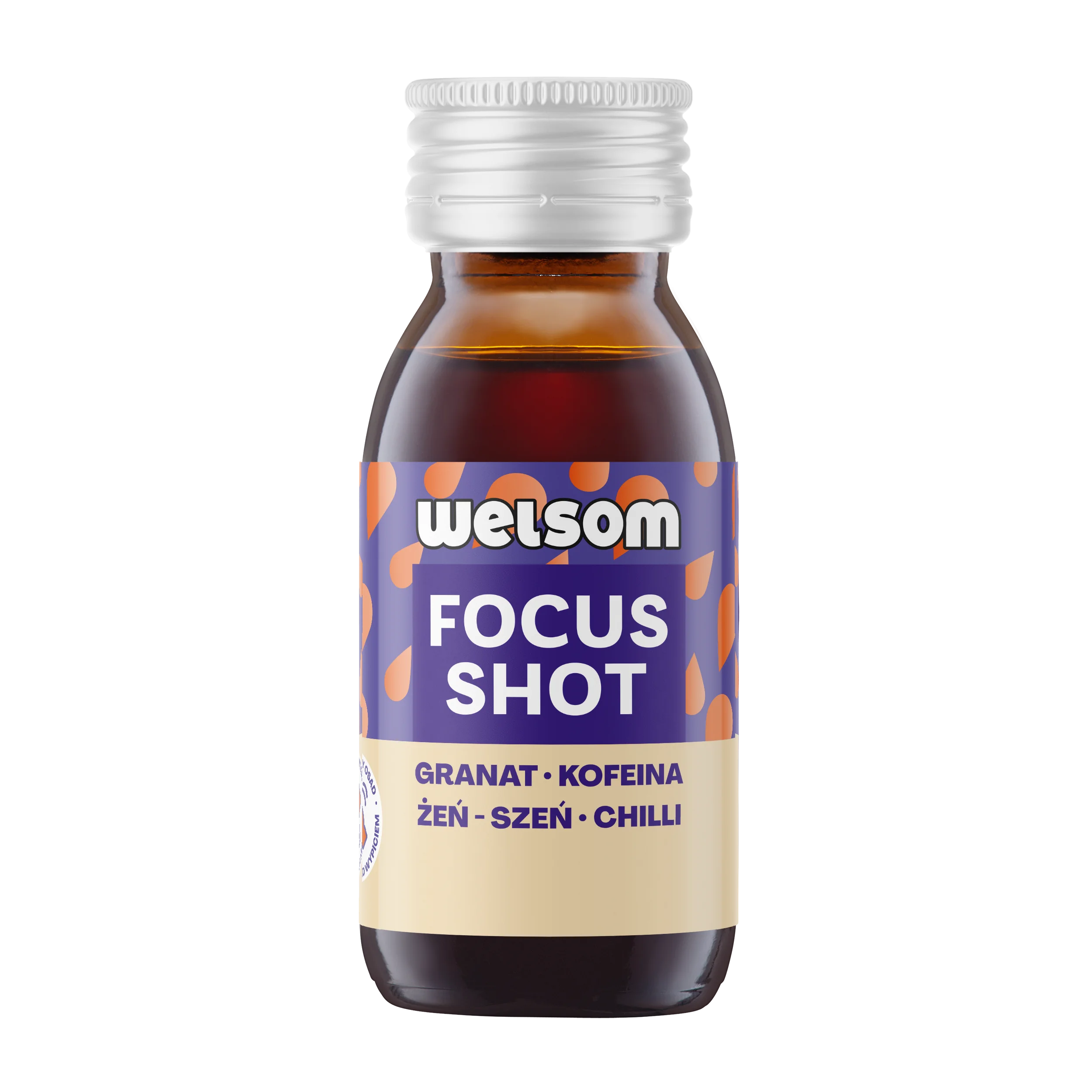 Wellss Focus shot granat + żeń-szeń + naturalna kofeina + chilli, 60 ml