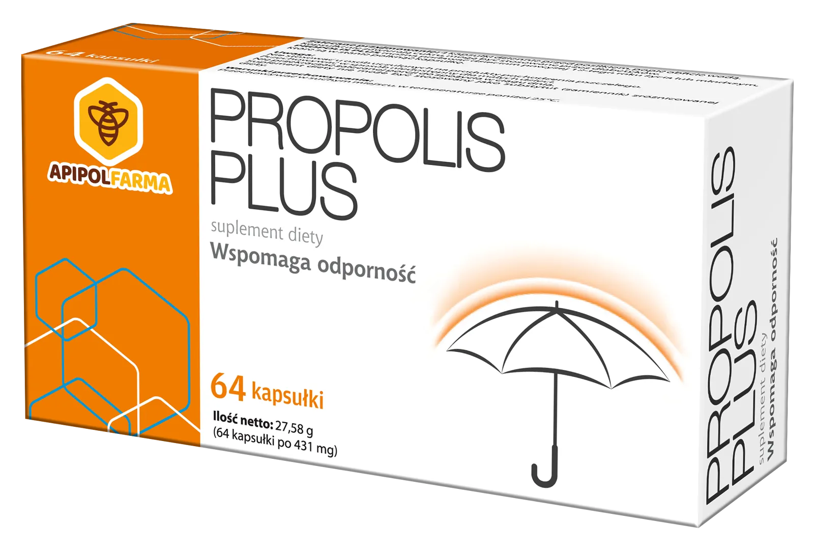 Propolis Plus, suplement diety, kapsułki miękkie, 64 sztuki
