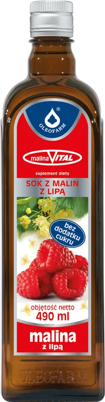 Oleofarm MalinaVital Sok z Malin z Lipą, suplement diety, 490 ml