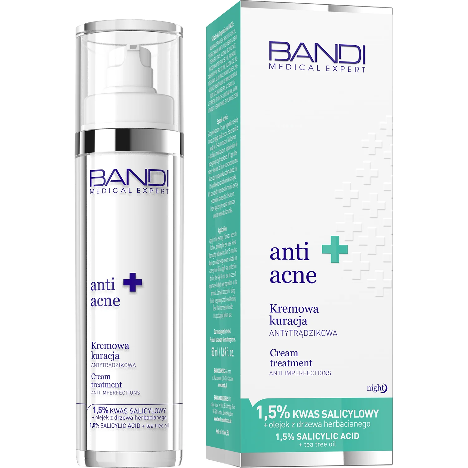BANDI Medical Expert Anti-Acne kremowa kuracja antytrądzikowa z kwasem salicylowym i olejkiem z drzewa herbacianego, 50 ml