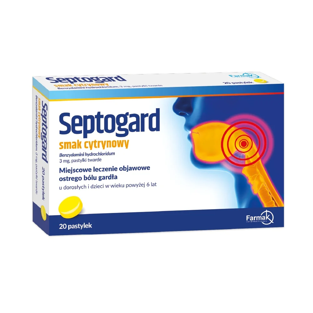 Septogard 3 mg 20 pastylek twardych, smak cytrynowy