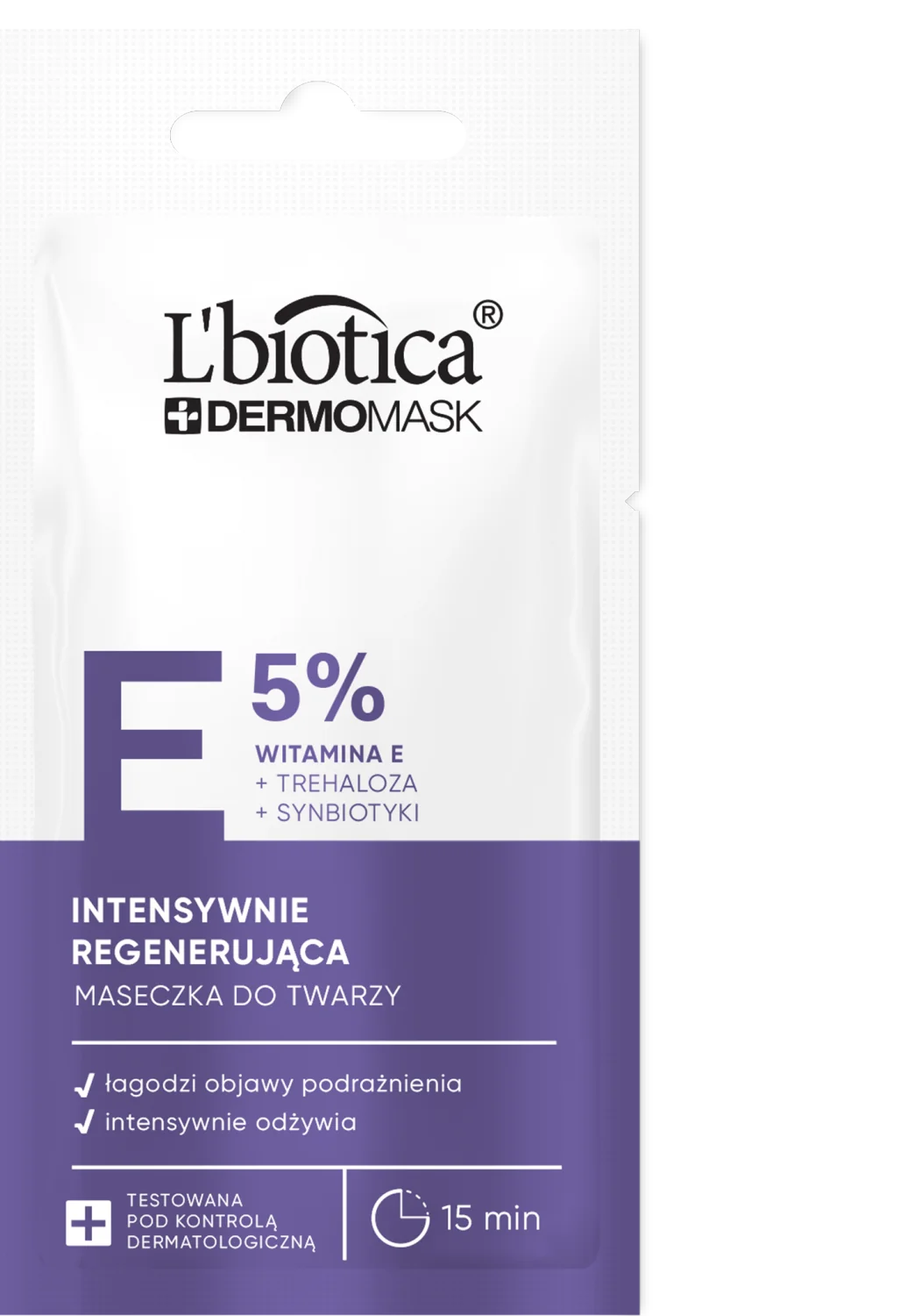 L'biotica Dermomask intensywnie regenerująca maska z witaminą E, 8 ml