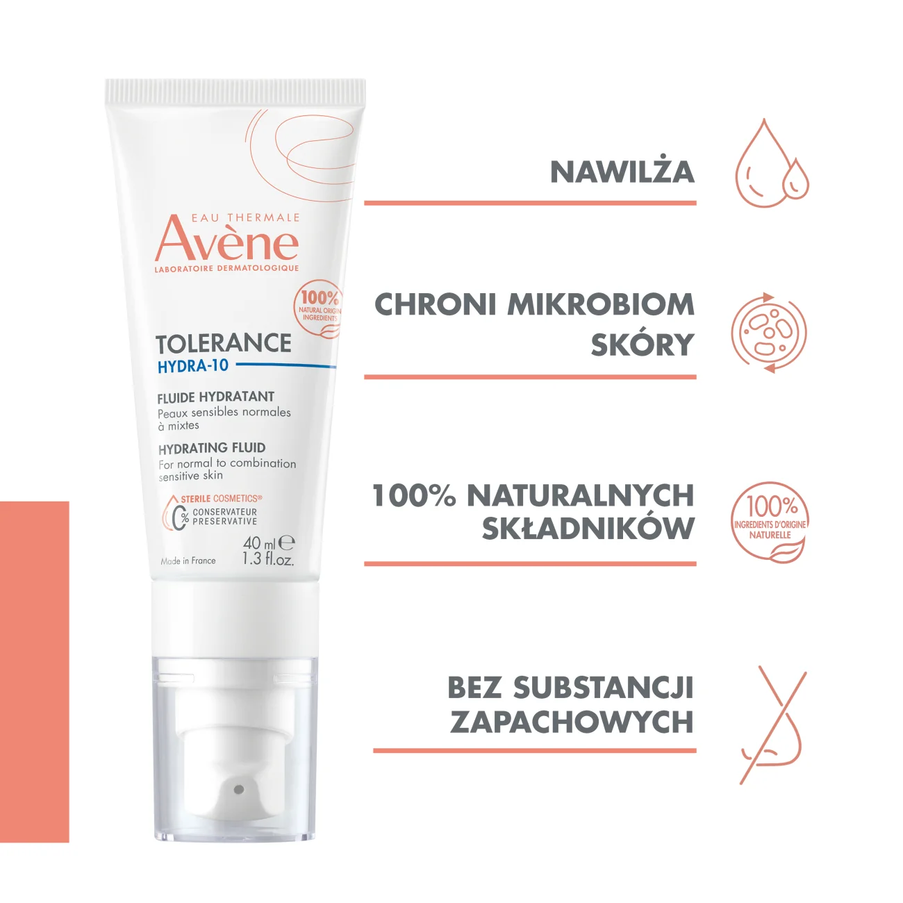 Avène Tolerance Hydra-10 fluid nawilżający, 40 ml
