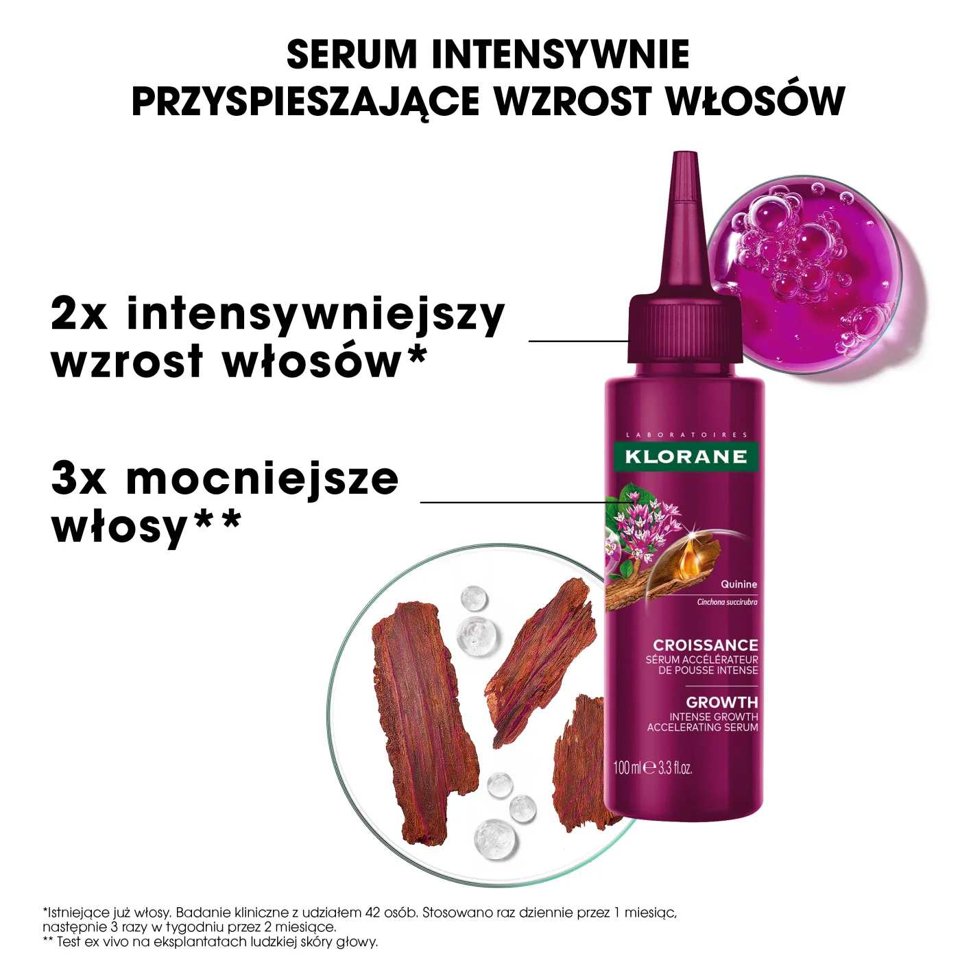 Klorane Wzrost serum intensywnie przyspieszające wzrost włosów, 100 ml