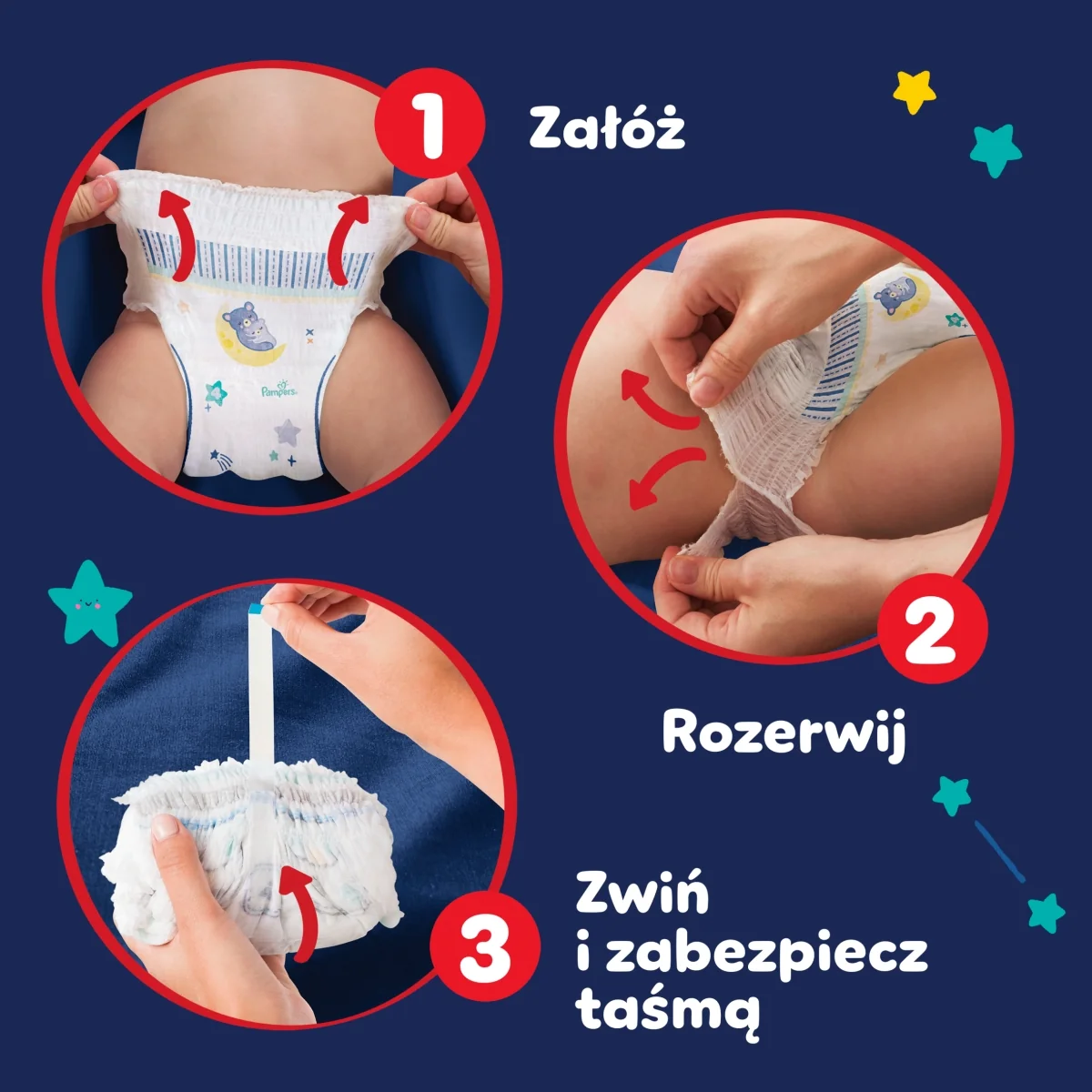 Pampers Night Pants pieluszki jednorazowe na noc, rozmiar 6, 13+ kg, 19 sztuk