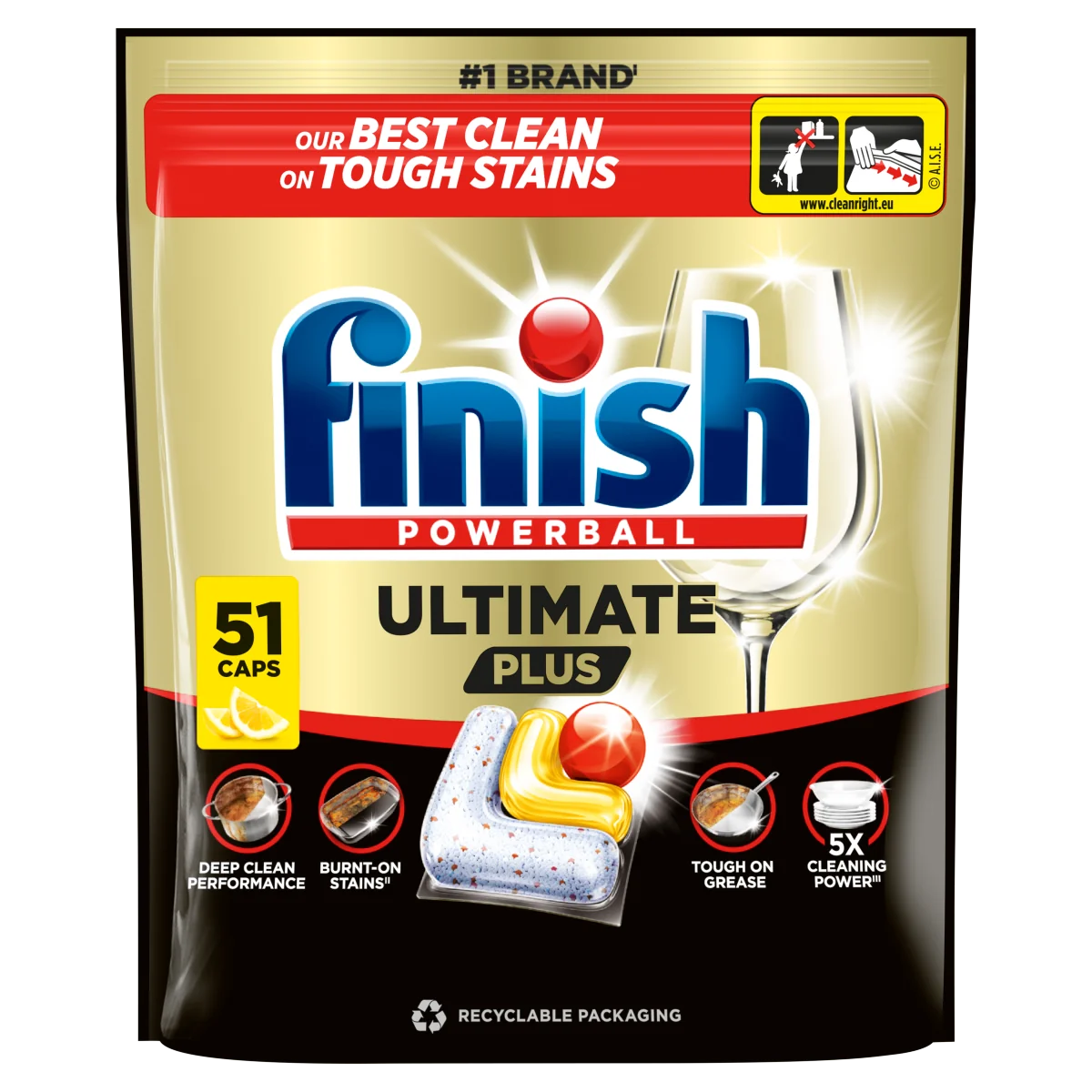 Finish Ultimate Plus kapsułki do zmywarki Lemon, 51 sztuk