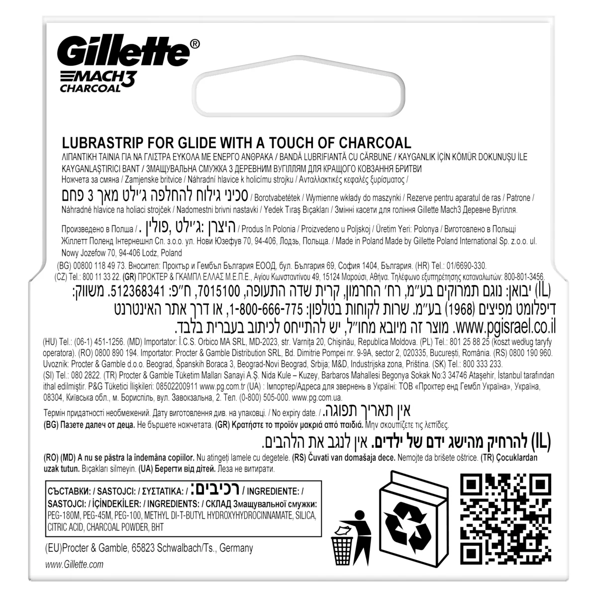 Gillette Mach3 Charcoal ostrza wymienne do maszynki do golenia dla mężczyzn, 5 szt.