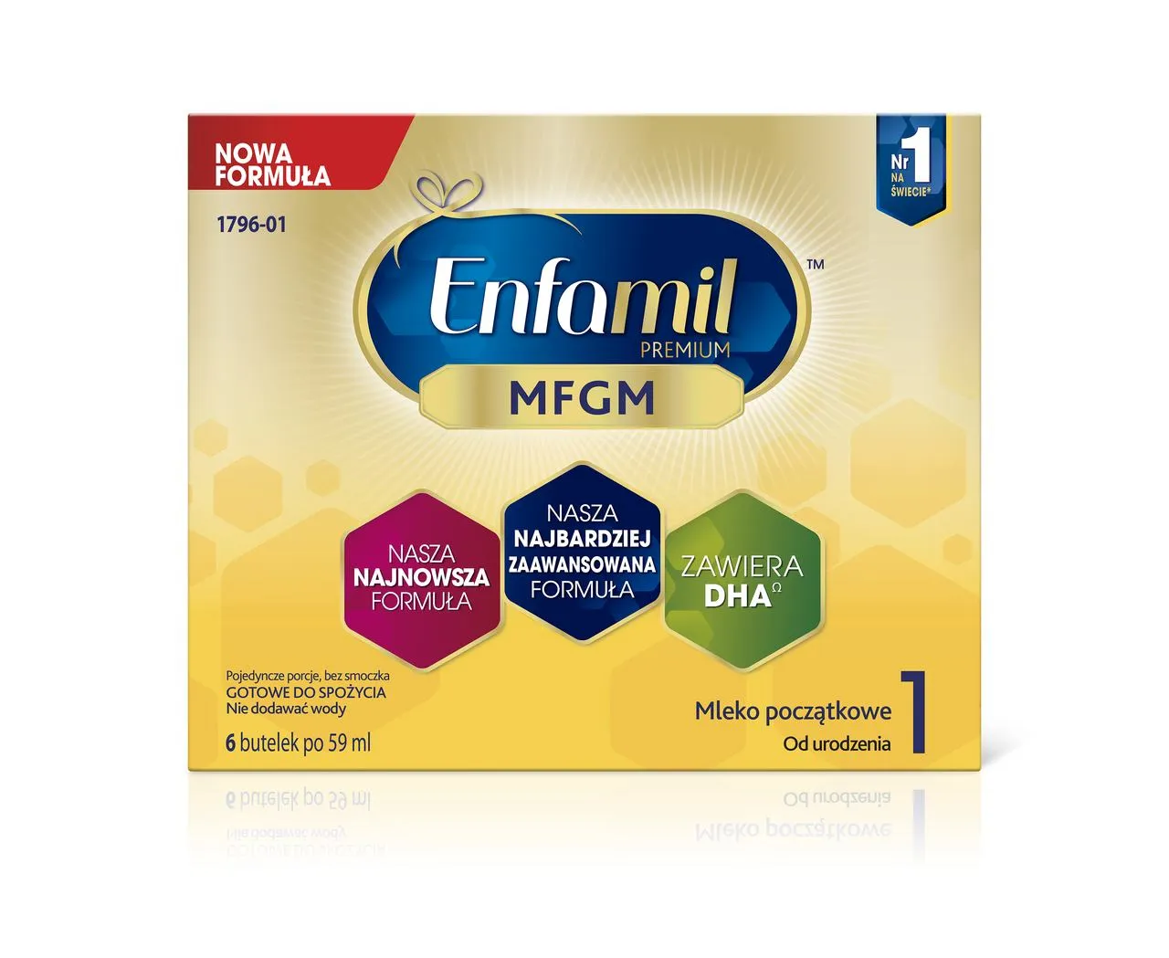 Enfamil Premium 1 Neuro Plus, mleko modyfikowane dla dzieci 0 - 6 miesięcy, 6 butelek po 59 ml