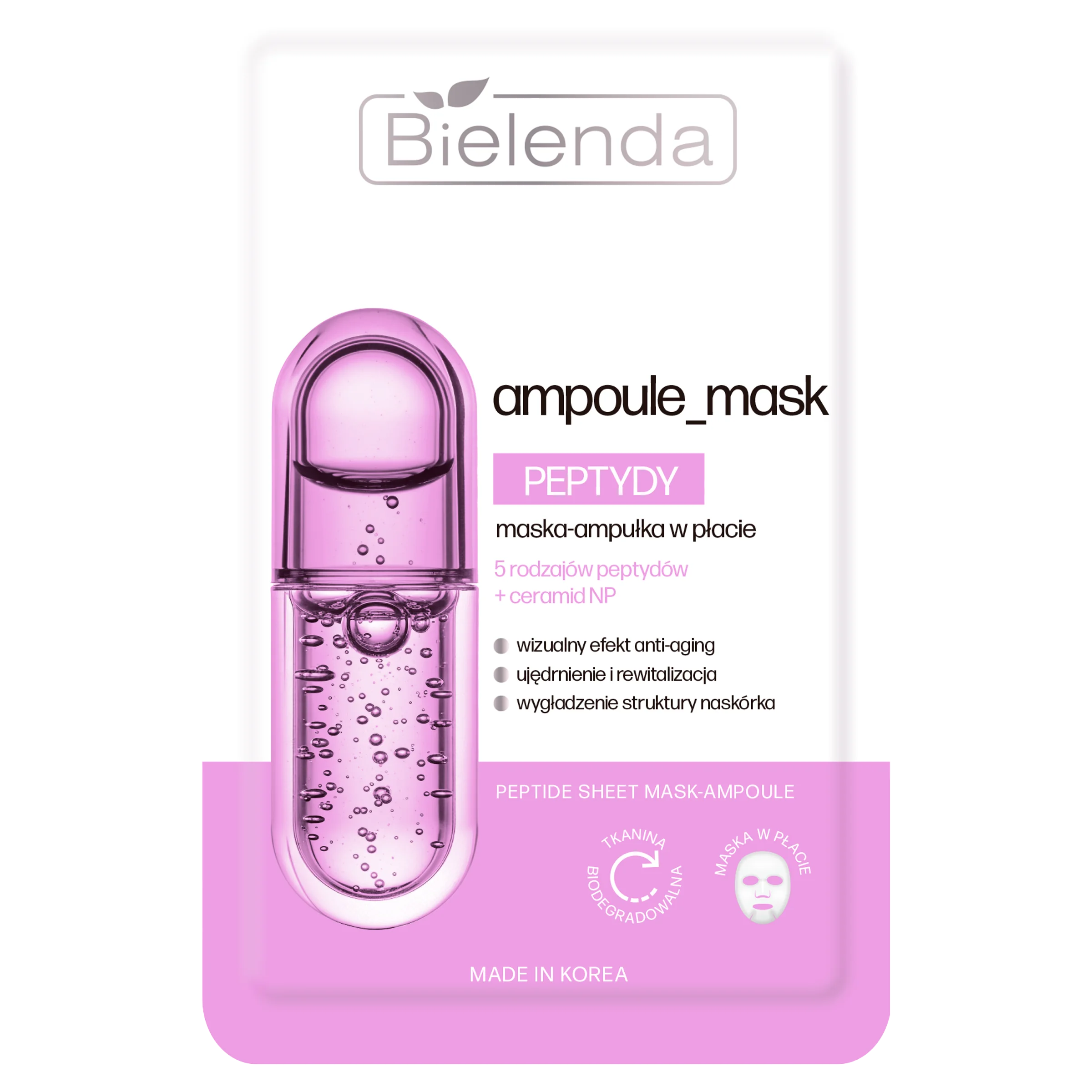 Bielenda Ampoule Mask Peptydy maska-ampułka w płacie, 1 sztuka