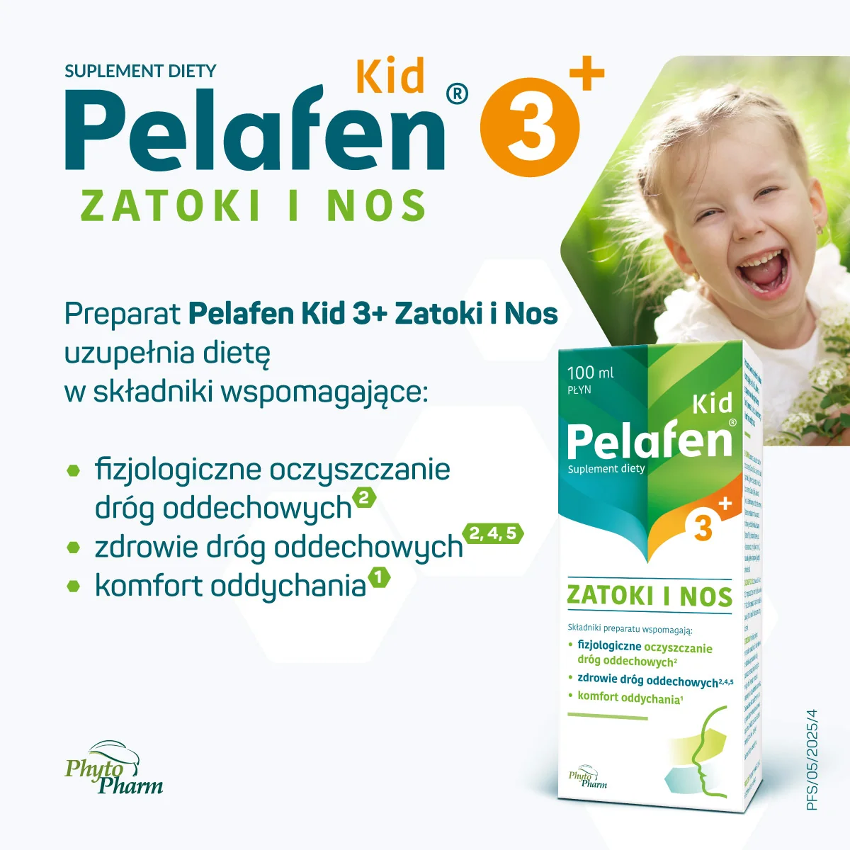 Pelafen Kid 3+ Zatoki i Nos smak malinowy, 100 ml