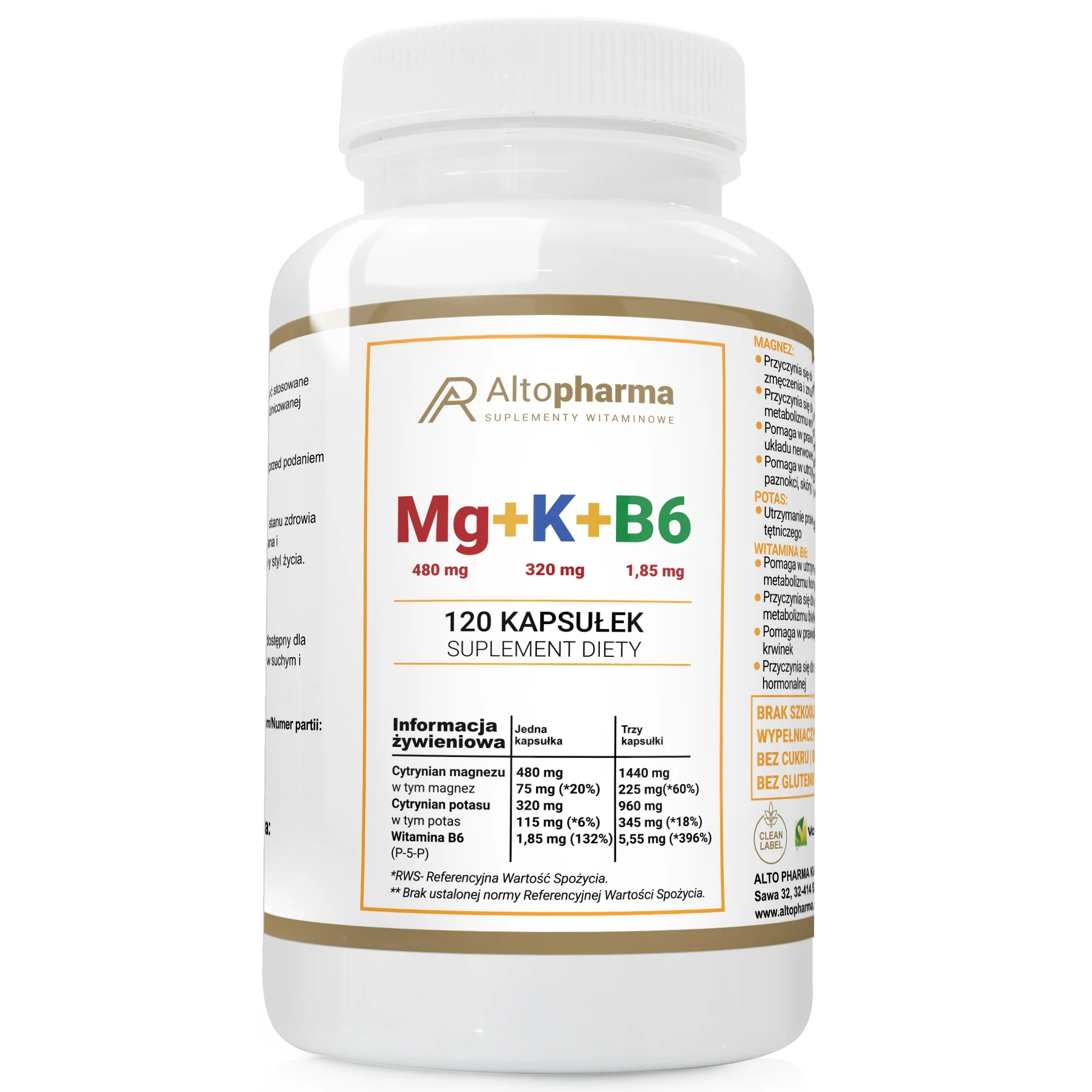 Altopharma Mg + K + B6 120 kapsułek