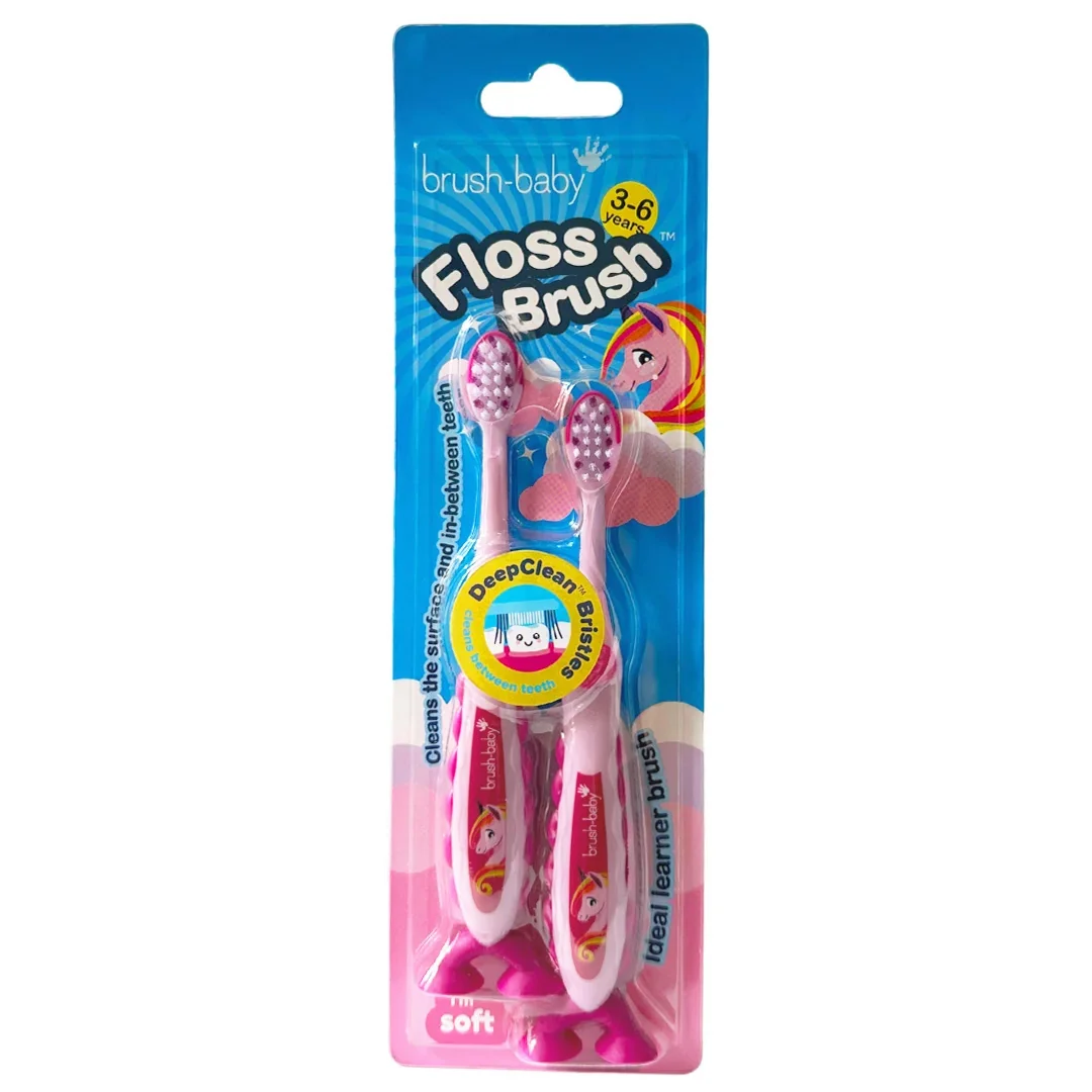 Brush-Baby FlossBrush miękka szczoteczka do zębów dla dzieci 3-6 lat, 2 sztuki