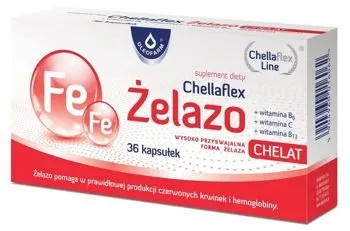 Chellaflex Żelazo, suplement diety, 36 kapsułek