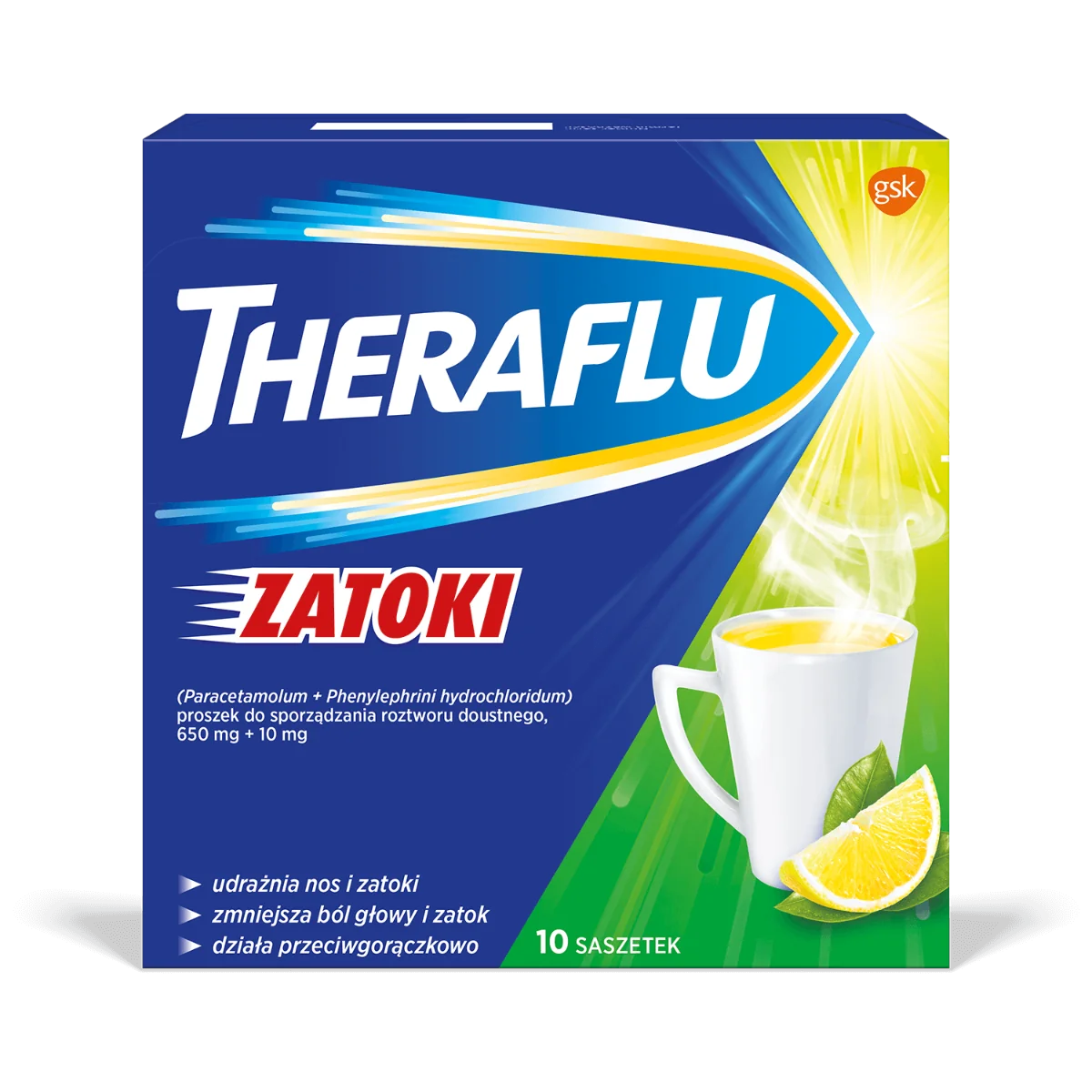 Theraflu Zatoki 650 mg + 10 mg 10 saszetek