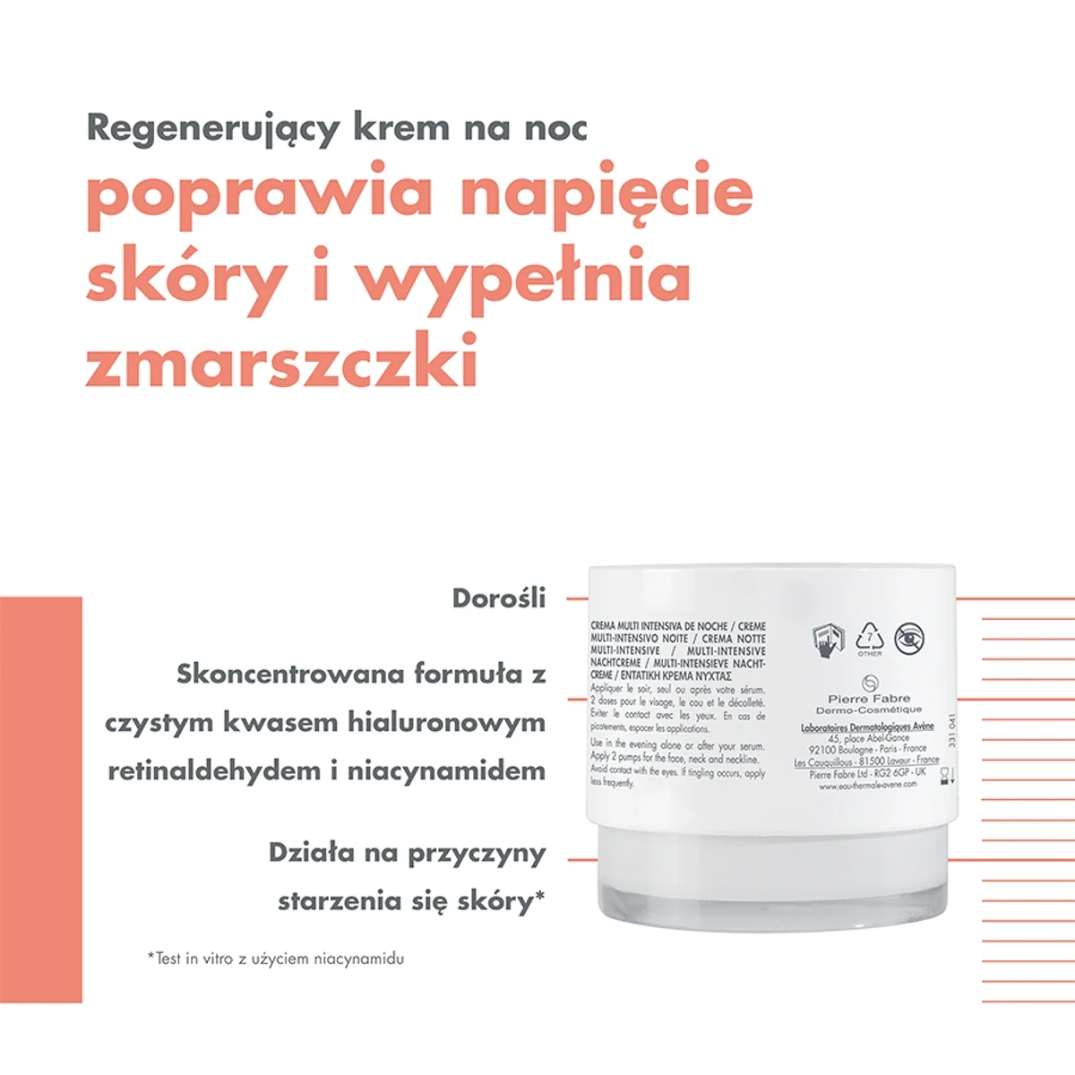 Avène Hyaluron Activ B3 multiintensywny krem na noc, 40 ml