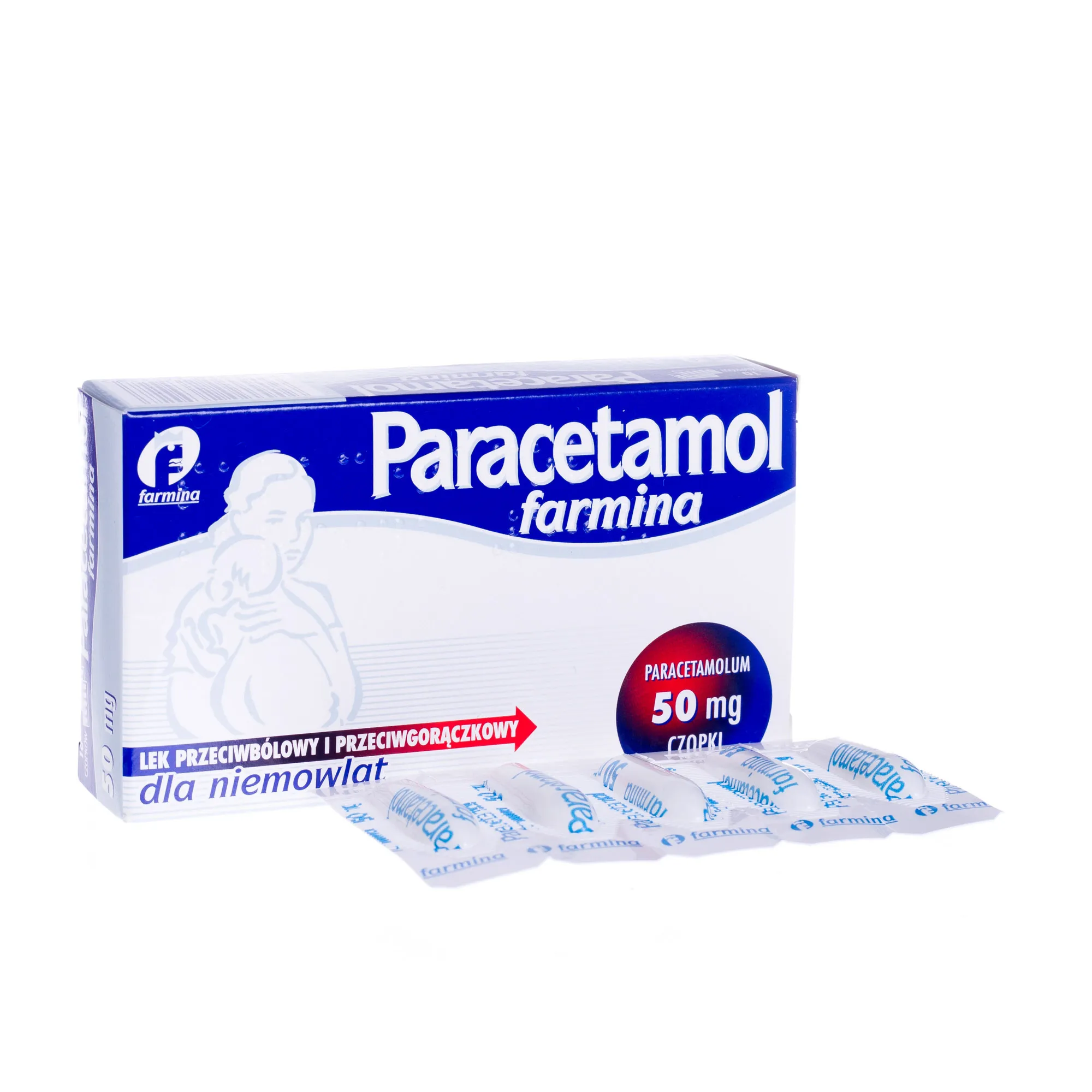 Paracetamol Farmina, 50 mg, 10 czopków