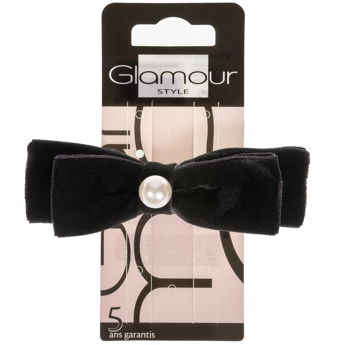 Inter-Vion Glamour Style spinka automatyczna w kształcie kokardy czarna z perłą, 1 szt.