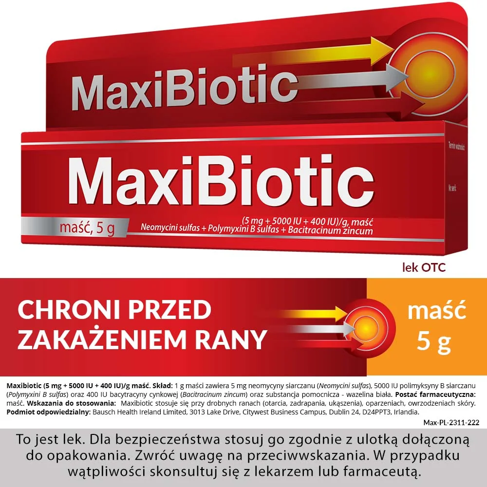 MaxiBiotic (5 mg + 5000 IU + 400 IU)/g maść, 5 g