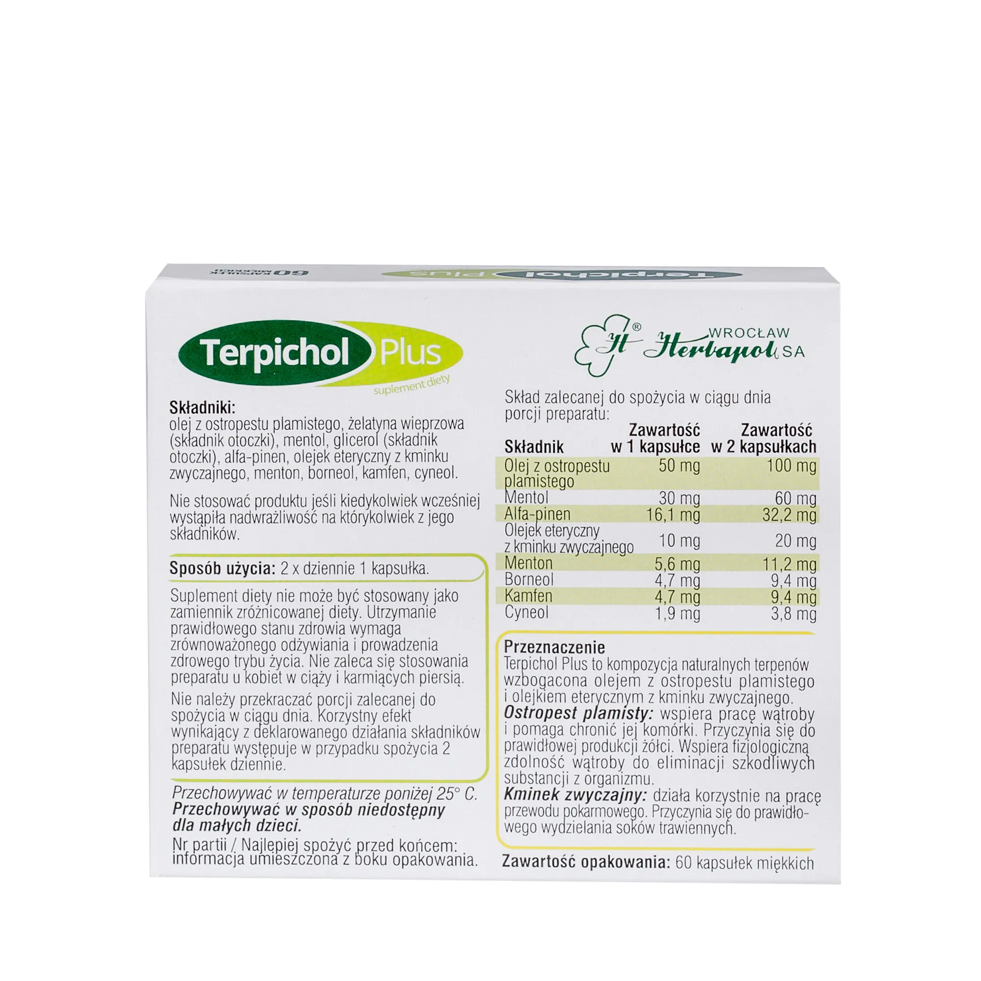 Terpichol Plus, suplement diety, 60 kapsułek 