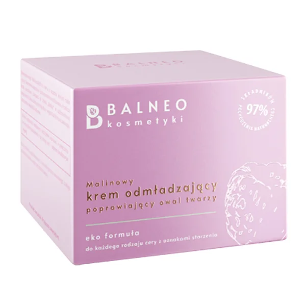 Balneokosmetyki malinowy krem odmładzający poprawiający owal twarzy, 50 ml