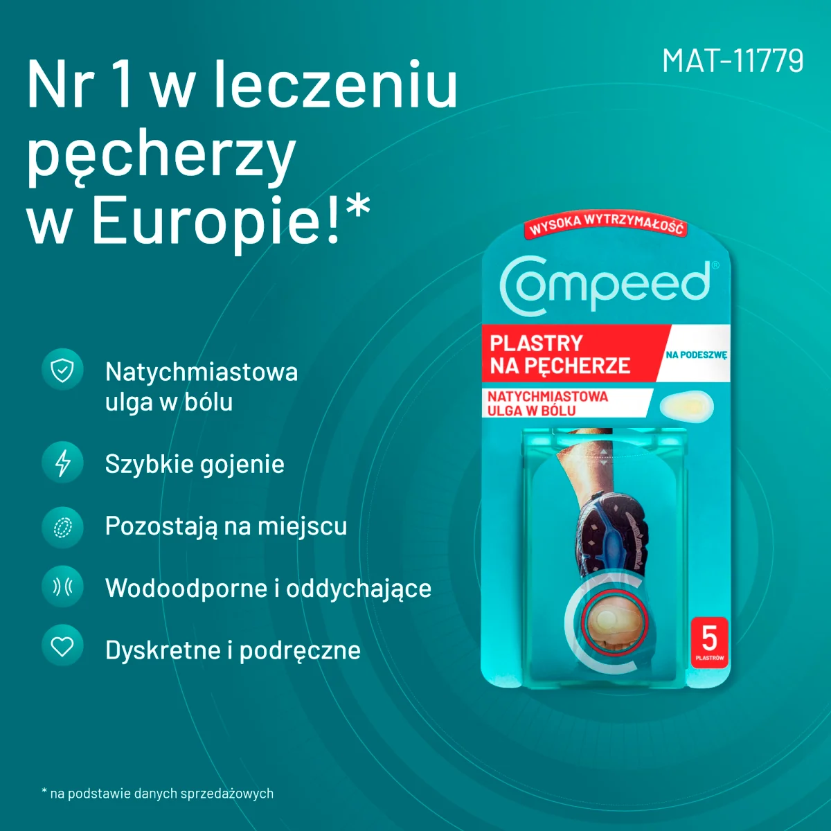 Compeed plastry na pęcherze na podeszwę, 5 sztuk
