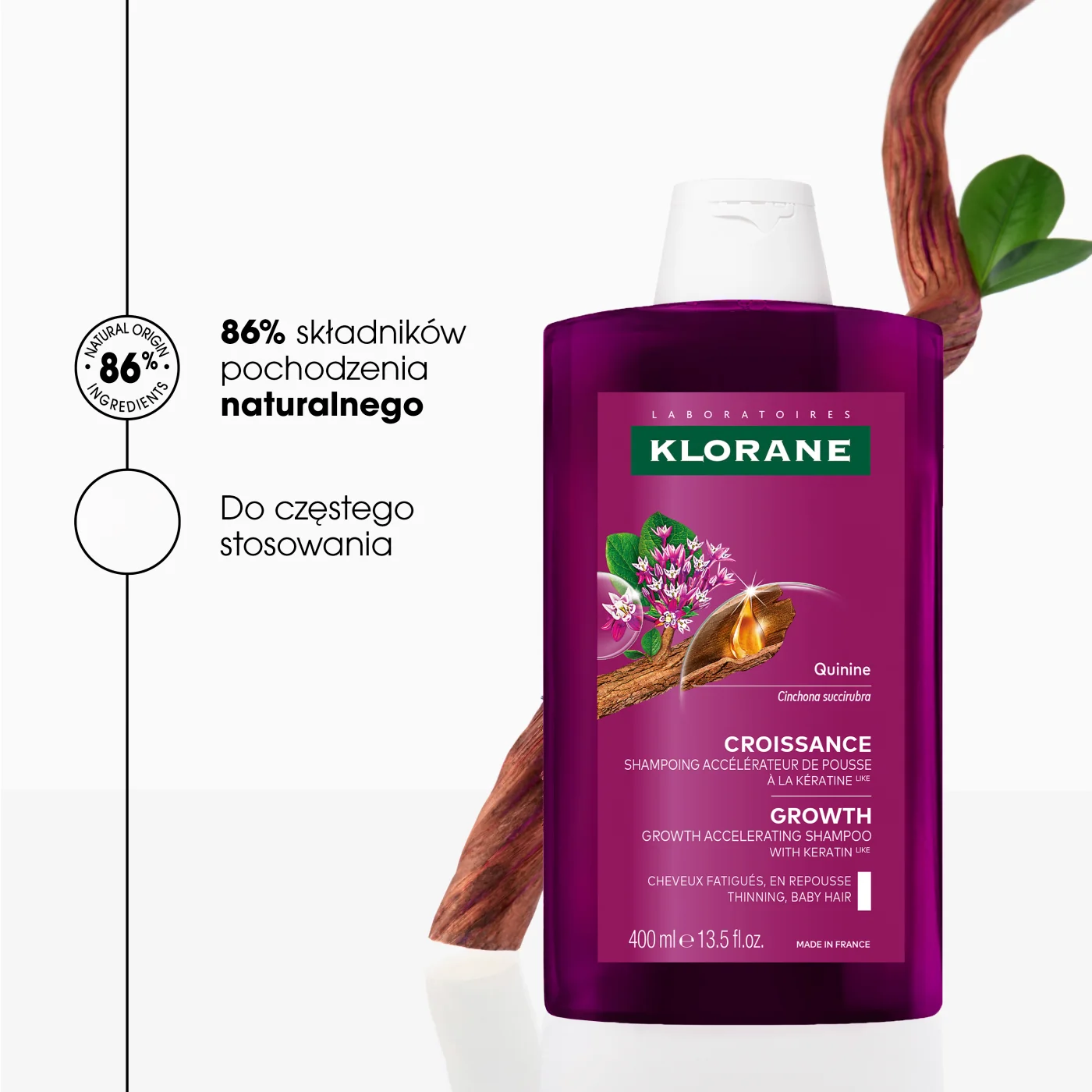 Klorane Wzrost szampon przyspieszający wzrost włosów, 200 ml
