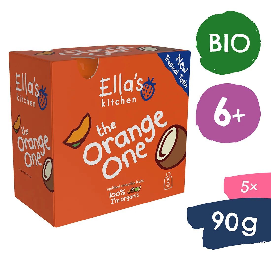 Ella's Kitchen BIO Orange One puree owocowe z mango, 5 x 90 g