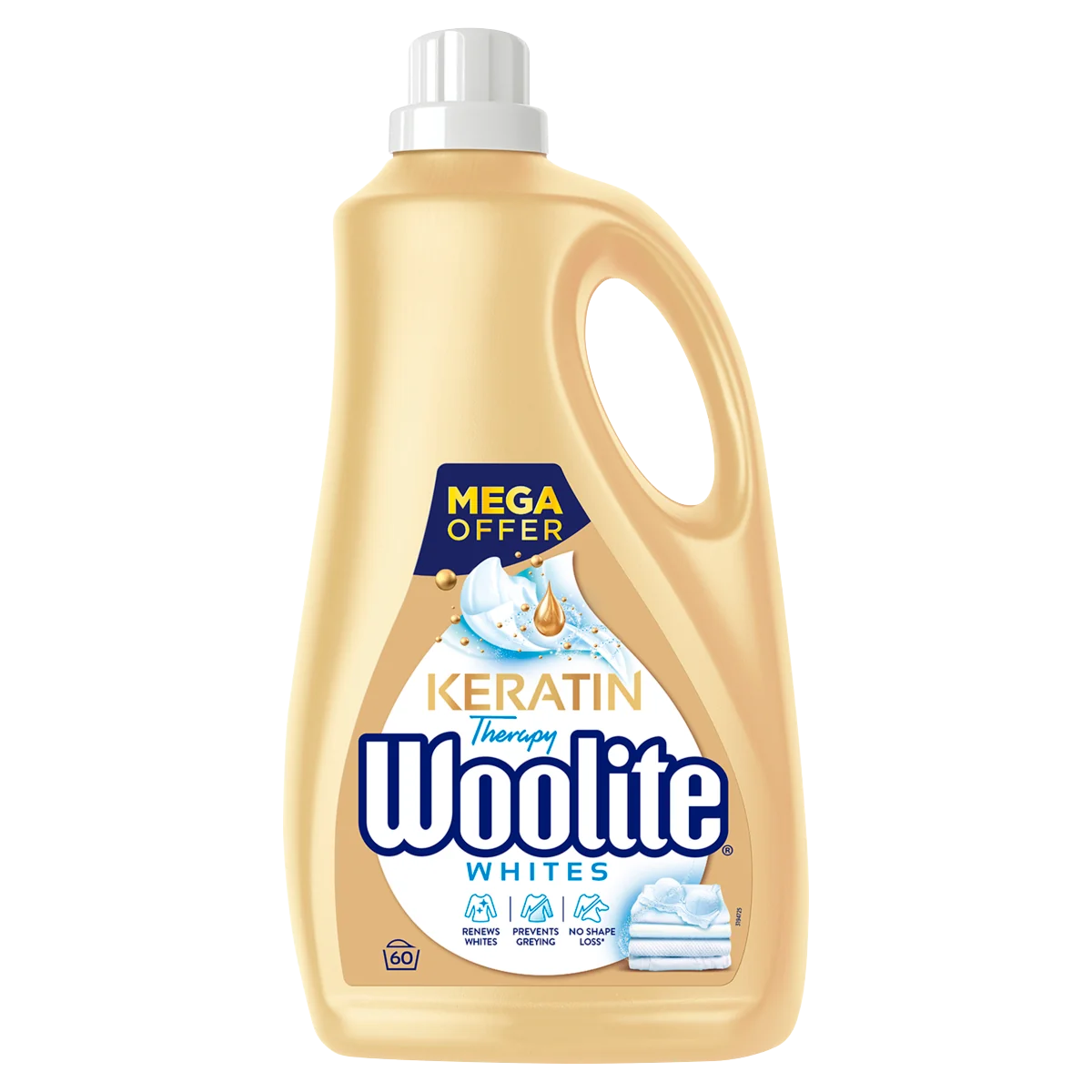 Woolite Keratin Therapy płyn do prania białego i jasnych kolorów, 3,6 l, 60 prań