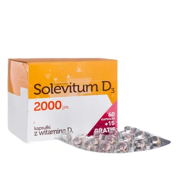 Solevitum D3 2000, suplement diety, 60+15 kapsułek GRATIS 