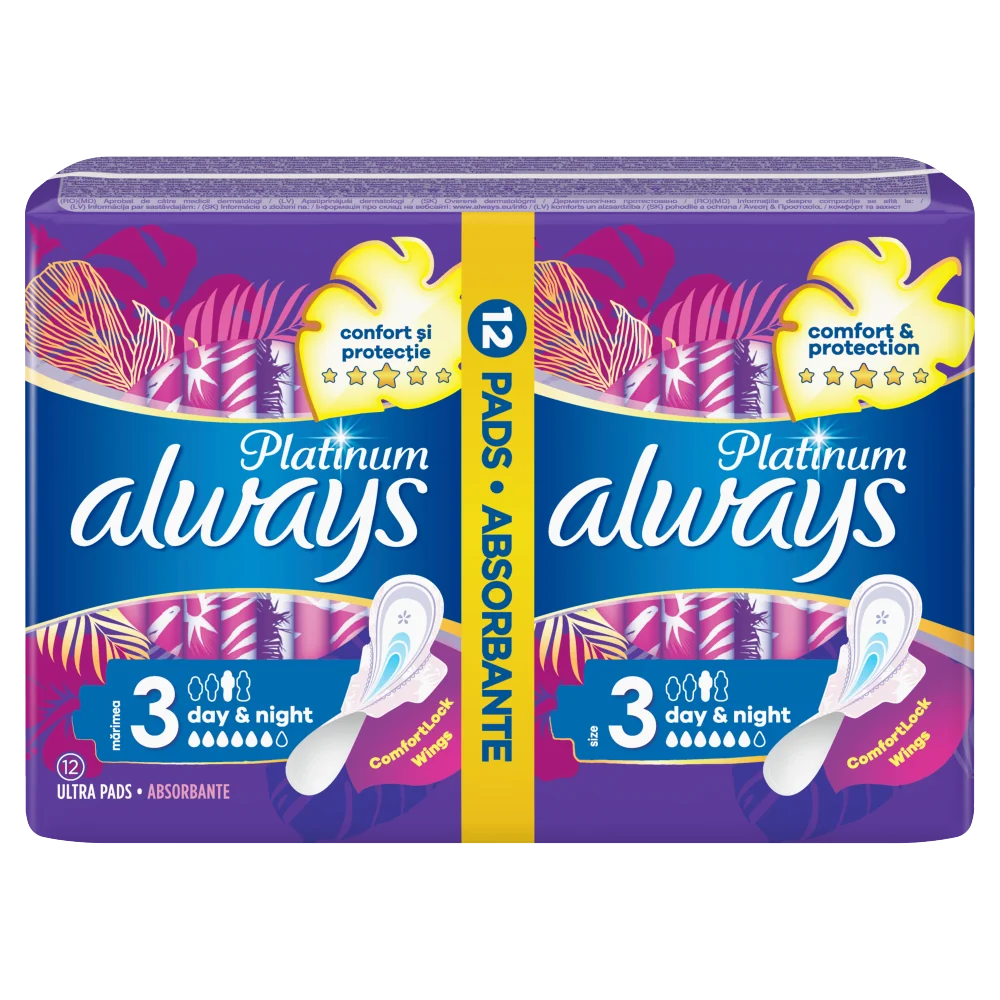 Always Ultra Platinum Night Duo podpaski ze skrzydełkami na noc, 12 szt.