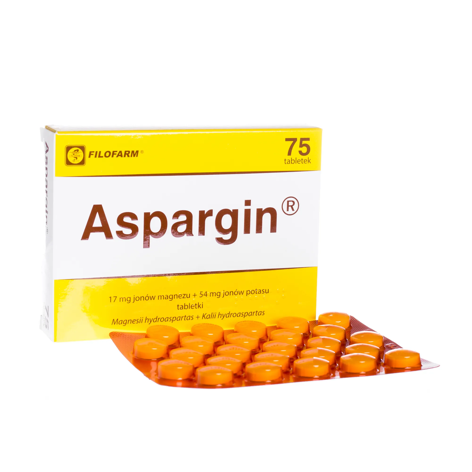 Aspargin, Magnesii hydroaspartas + Kalii hydroaspartas, 75 tabletek