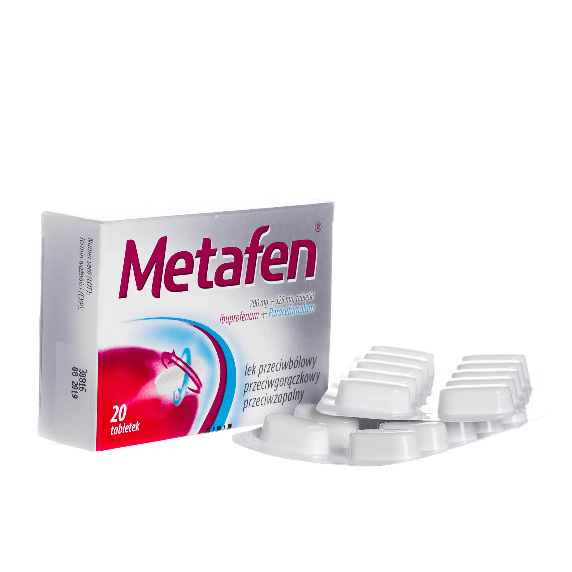 Metafen, lek przeciwbólowy i przeciwgorączkowy, 20 tabletek