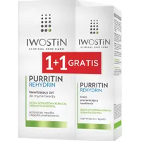 Iwostin Purritin Rehydrin, krem przywracający nawilżenie,  40 ml +  nawilżający żel do mycia twarzy, 150 ml