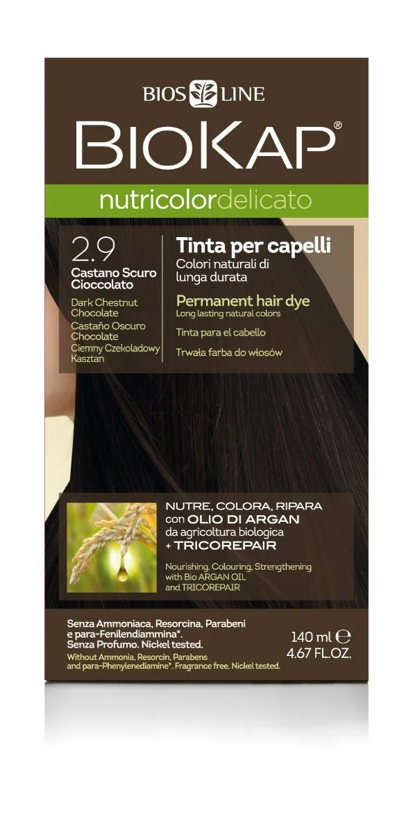 Biokap Delicato farba do włosów 2.9 Ciemny Czekoladowy Kasztan, 140 ml