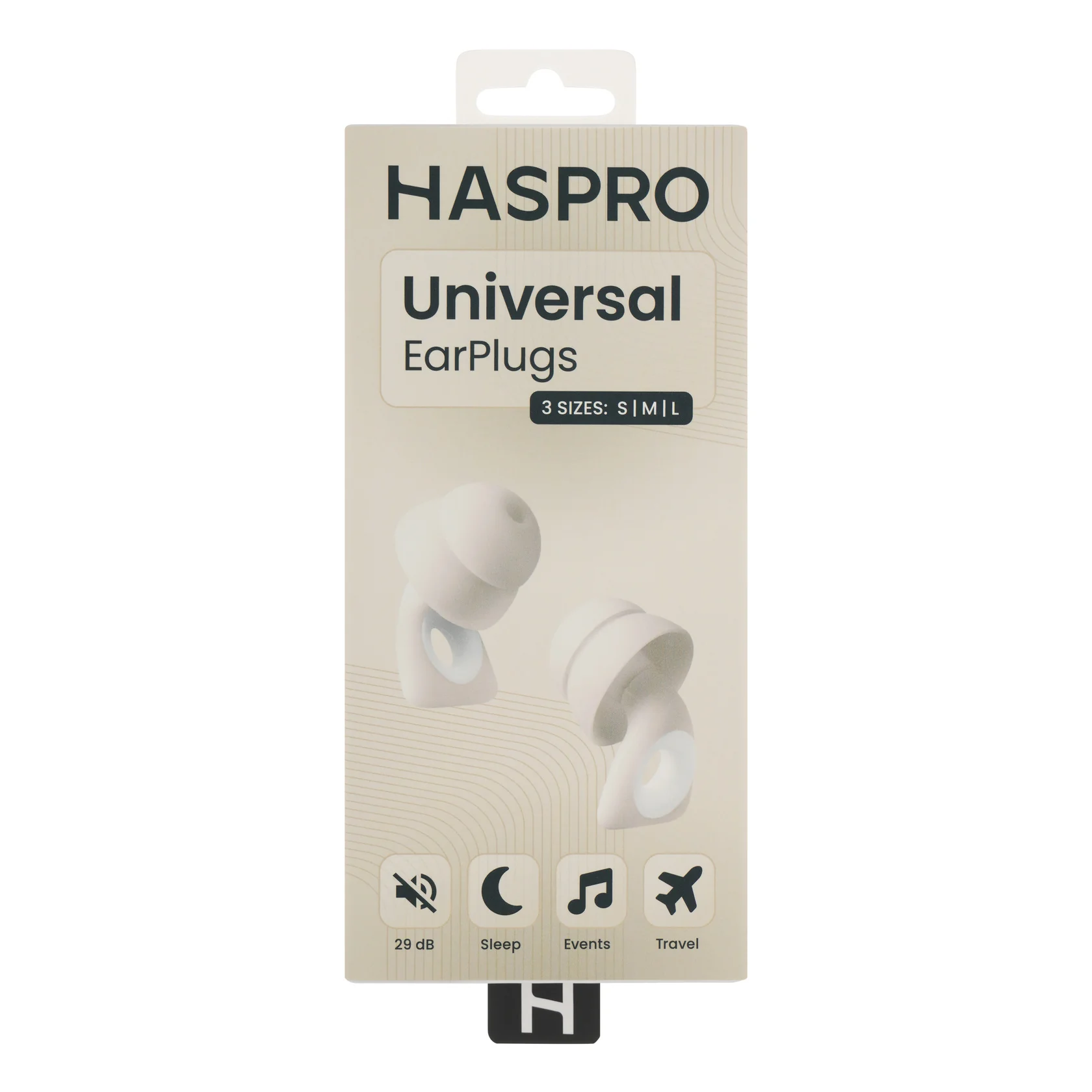 HASPRO Universal silikonowe zatyczki do uszu beżowe, 2 sztuki