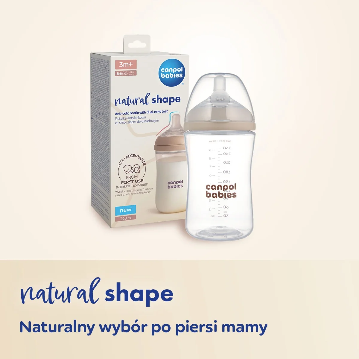 Canpol Babies Natural Shape antykolkowy smoczek dwustrefowy 3 m+, 2 sztuki