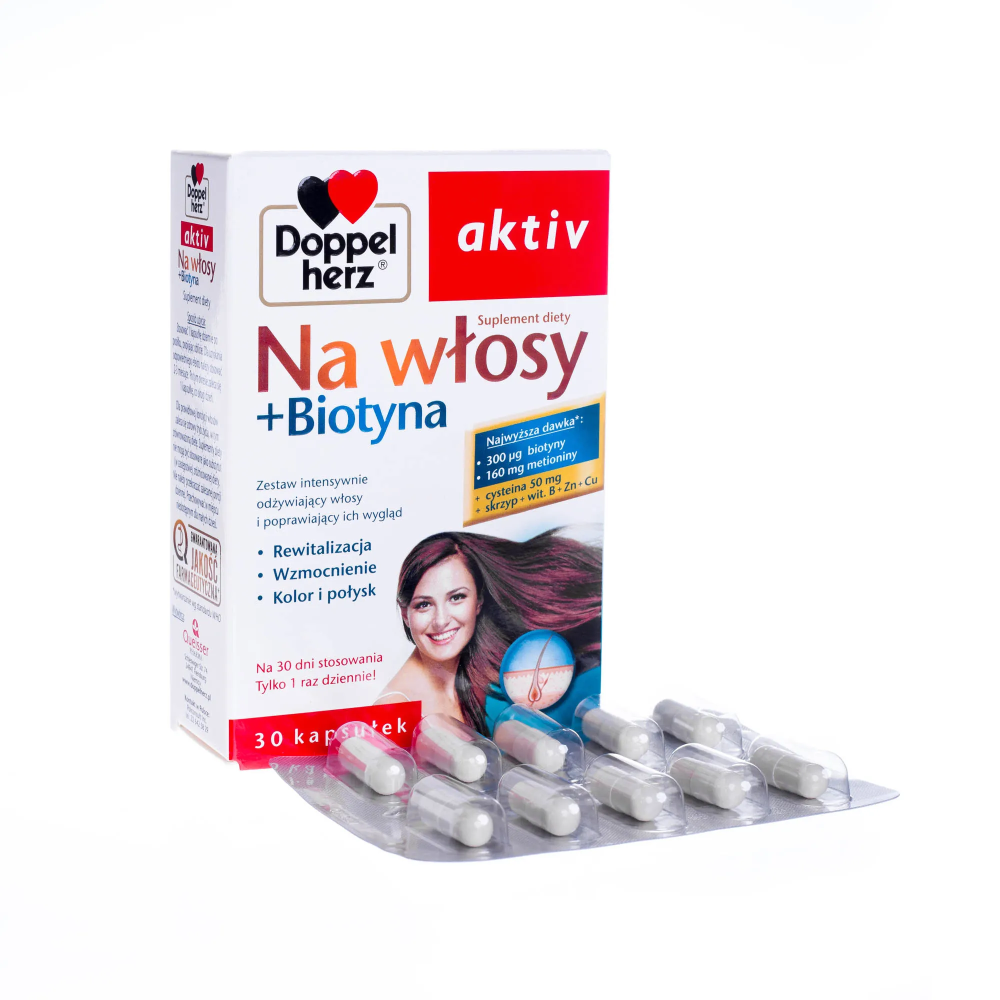 Doppelherz Aktiv Na włosy + Biotyna, 30 kapsułek