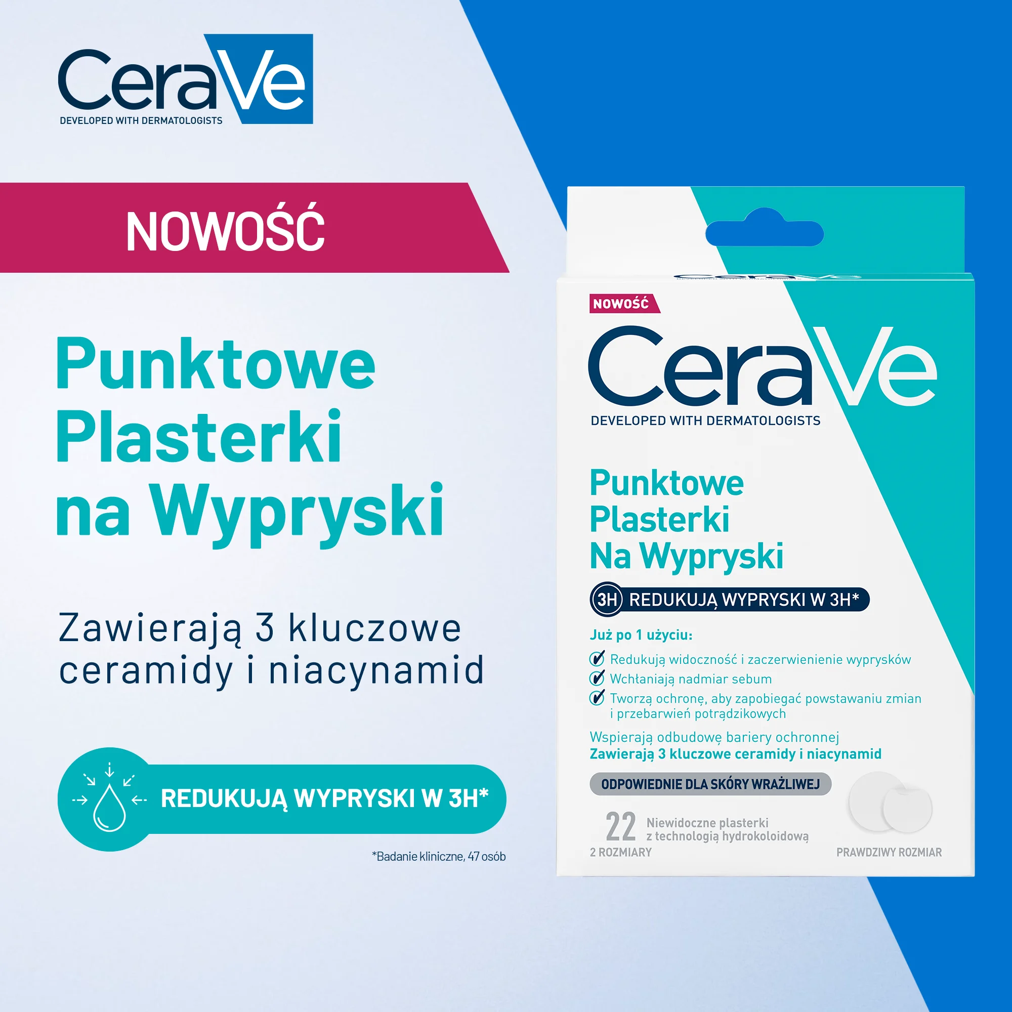 CeraVe punktowe plasterki na wypryski, 22 sztuki