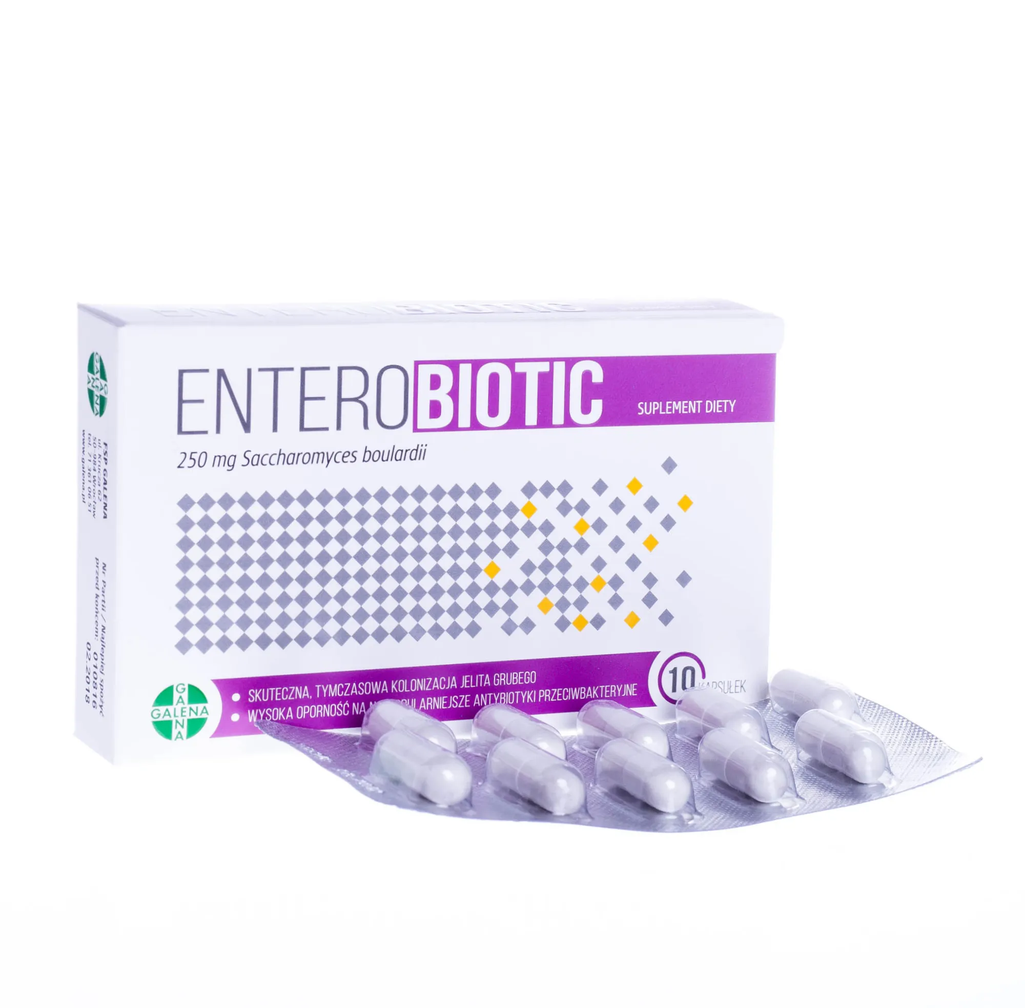 Enterobiotic 250 mg, Saccharomyces boulardii, suplement diety, 10 kapsułek 