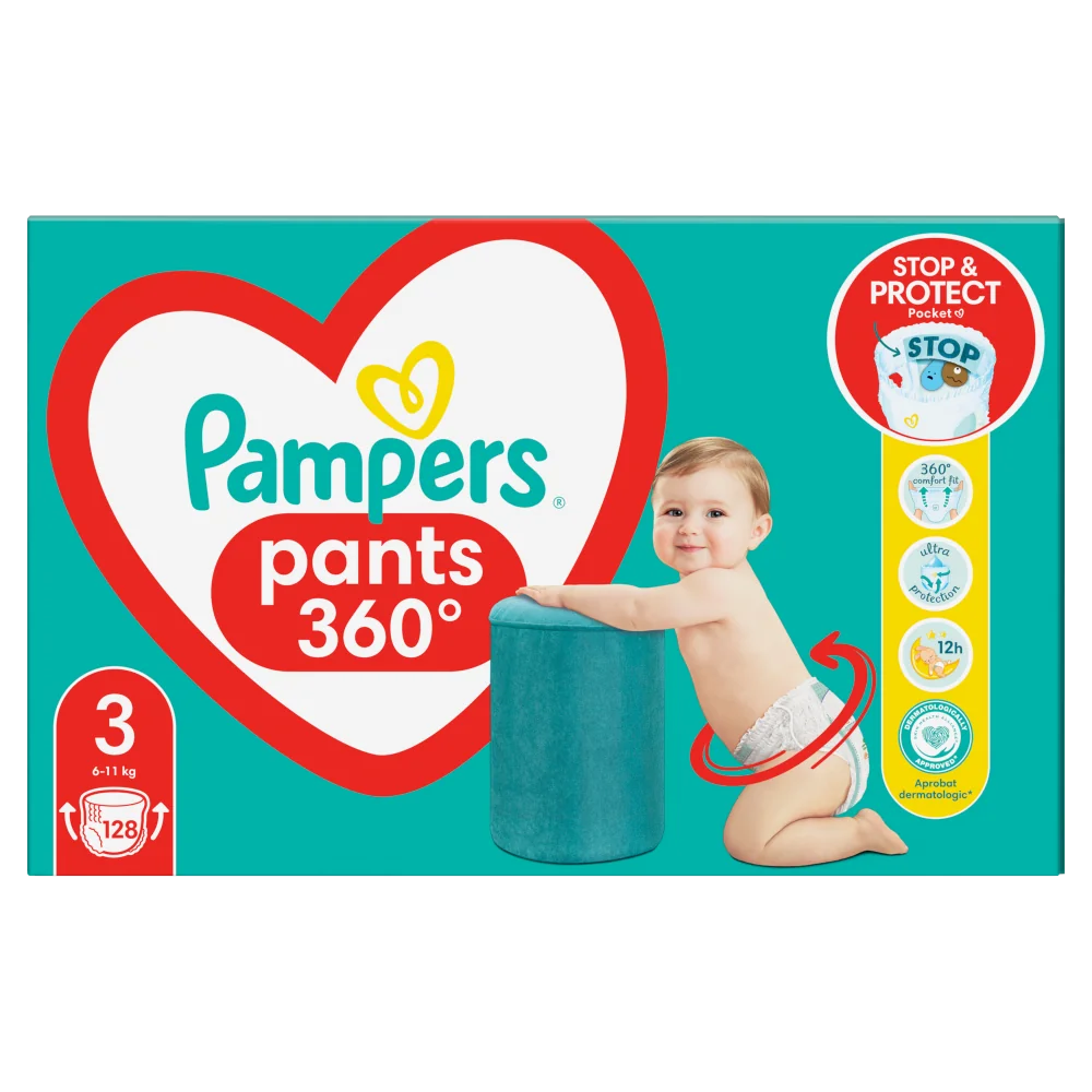Pampers Pants pieluchomajtki, rozmiar 3, 6-11 kg, 128 szt.