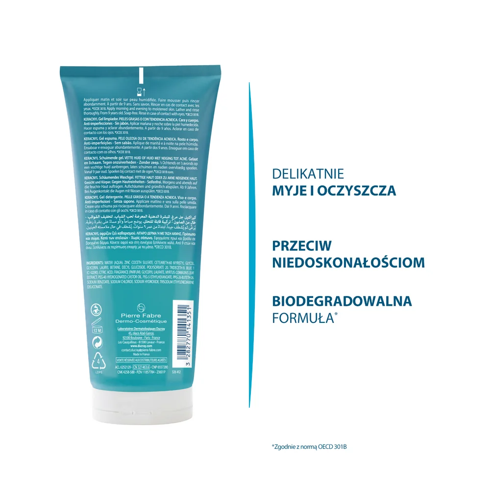 Ducray Keracnyl żel pieniący, 200ml