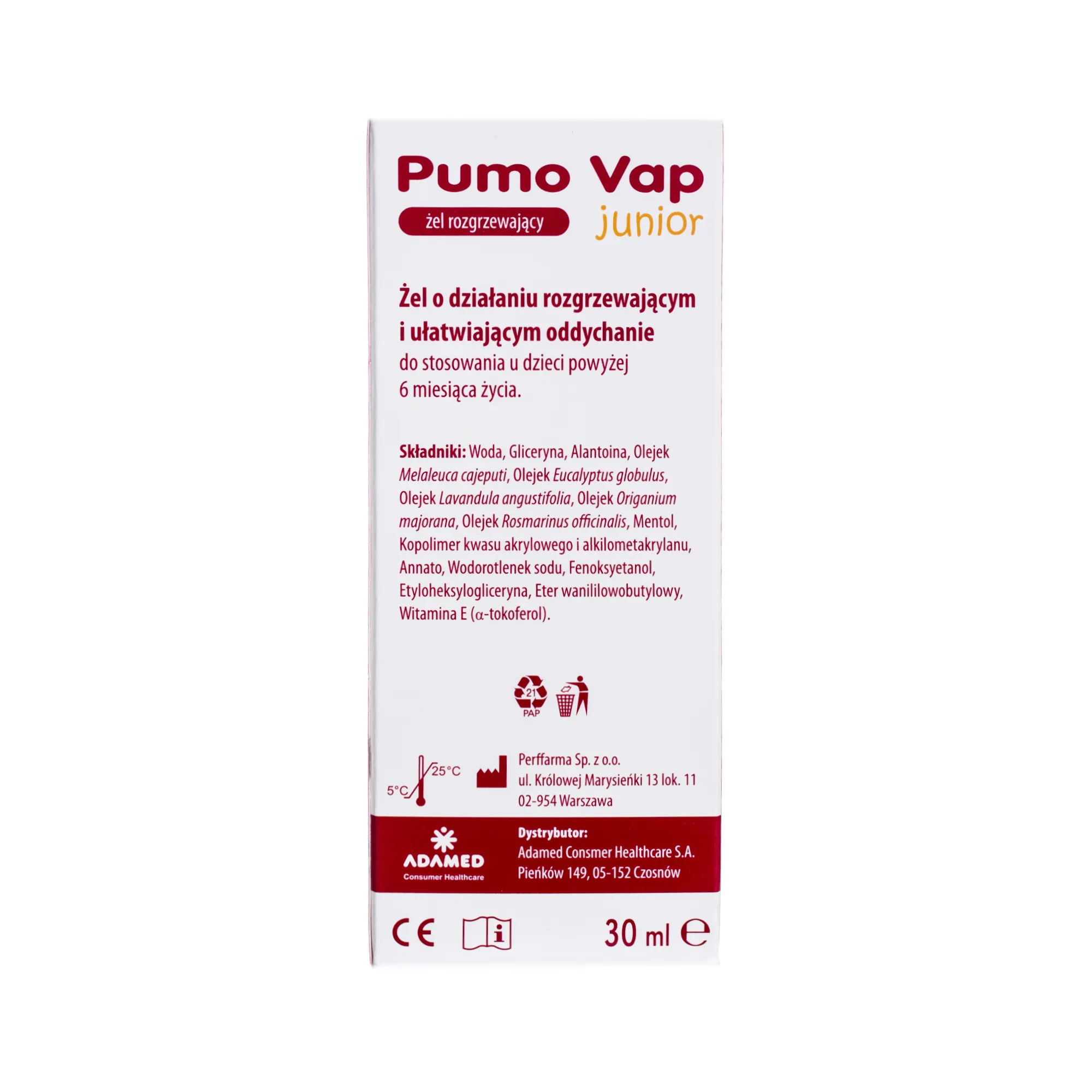 Pumo Vap Junior, żel rozgrzewający, 30 ml 