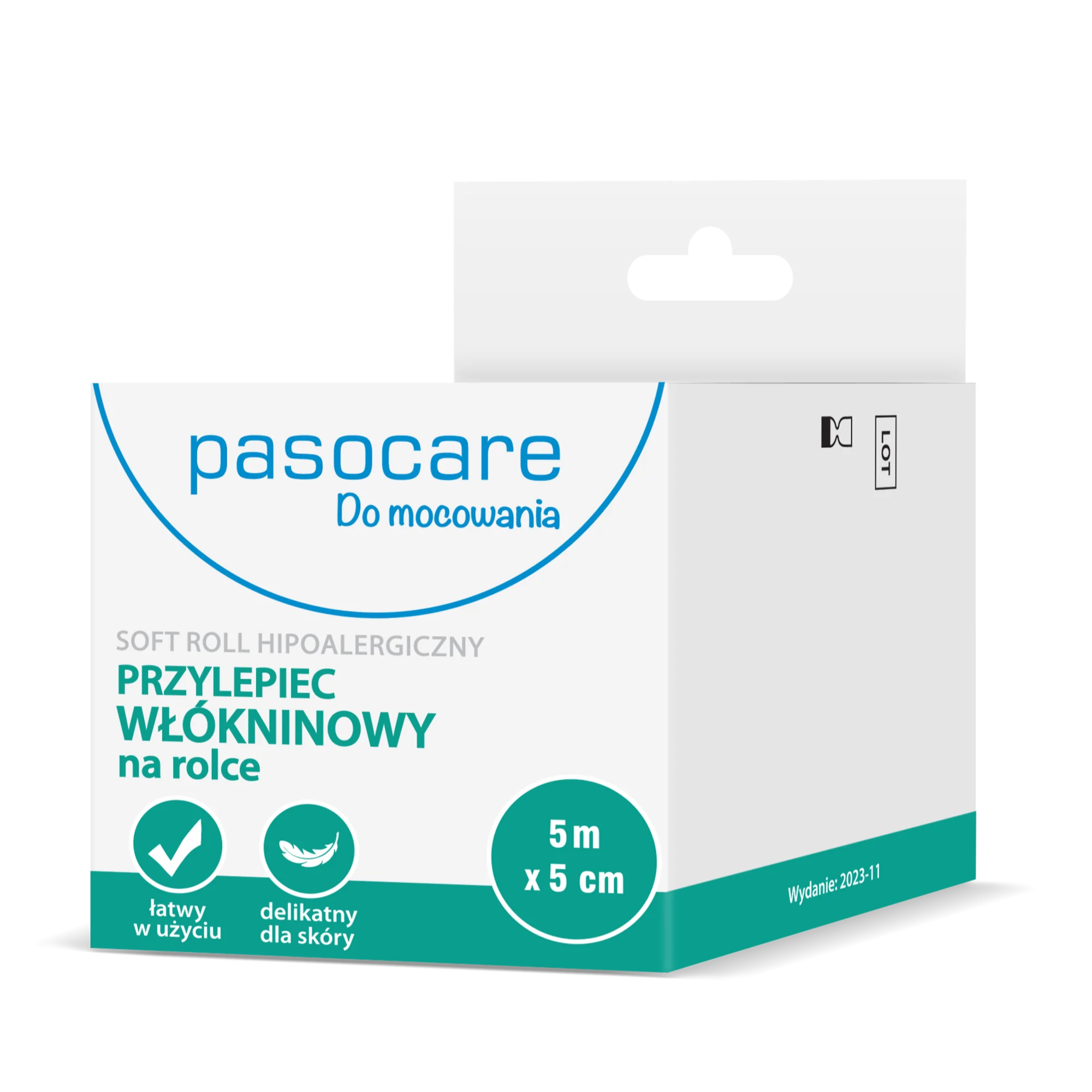 Pasocare Do mocowania Soft Roll hipoalergiczny przylepiec włókninowy na rolce 5 m x 5 cm, 1 sztuka