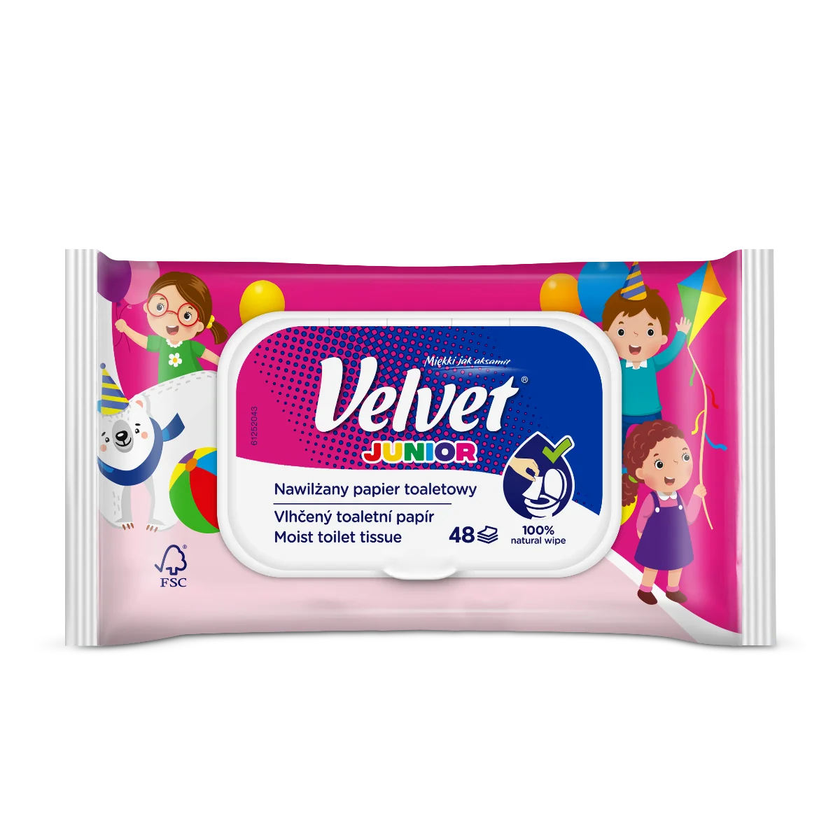 Velvet Junior nawilżany papier toaletowy, 1 szt.